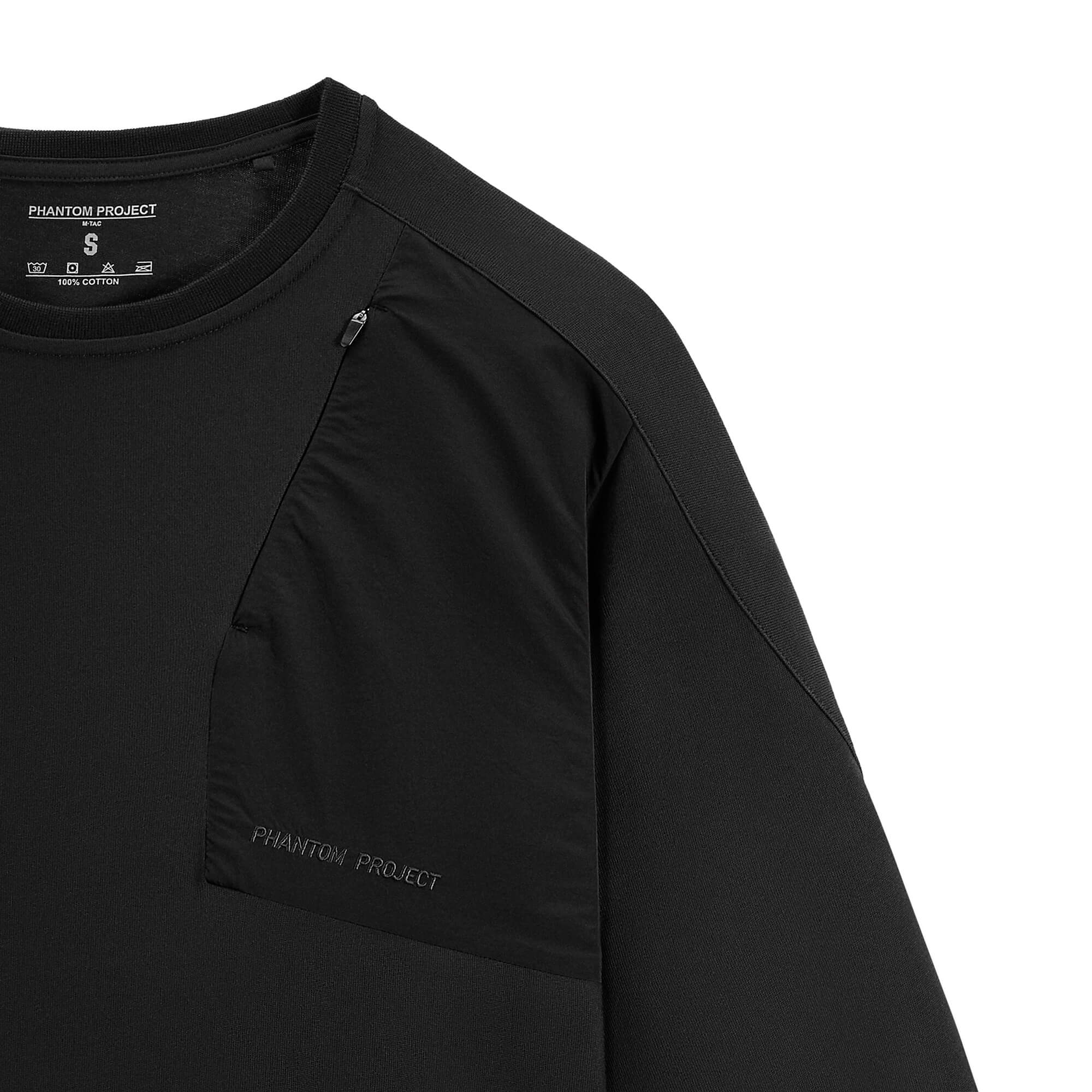 Phantom Project/M-Tac футболка Long Zipper combo Cotton Nylon Black