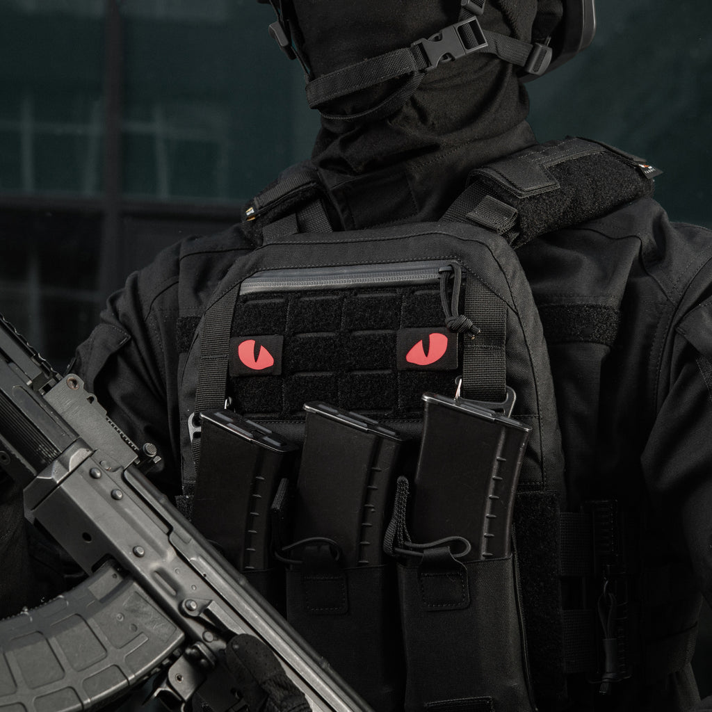 M-Tac нашивка Tiger Eyes Laser Cut (пара) Black/Red/GID