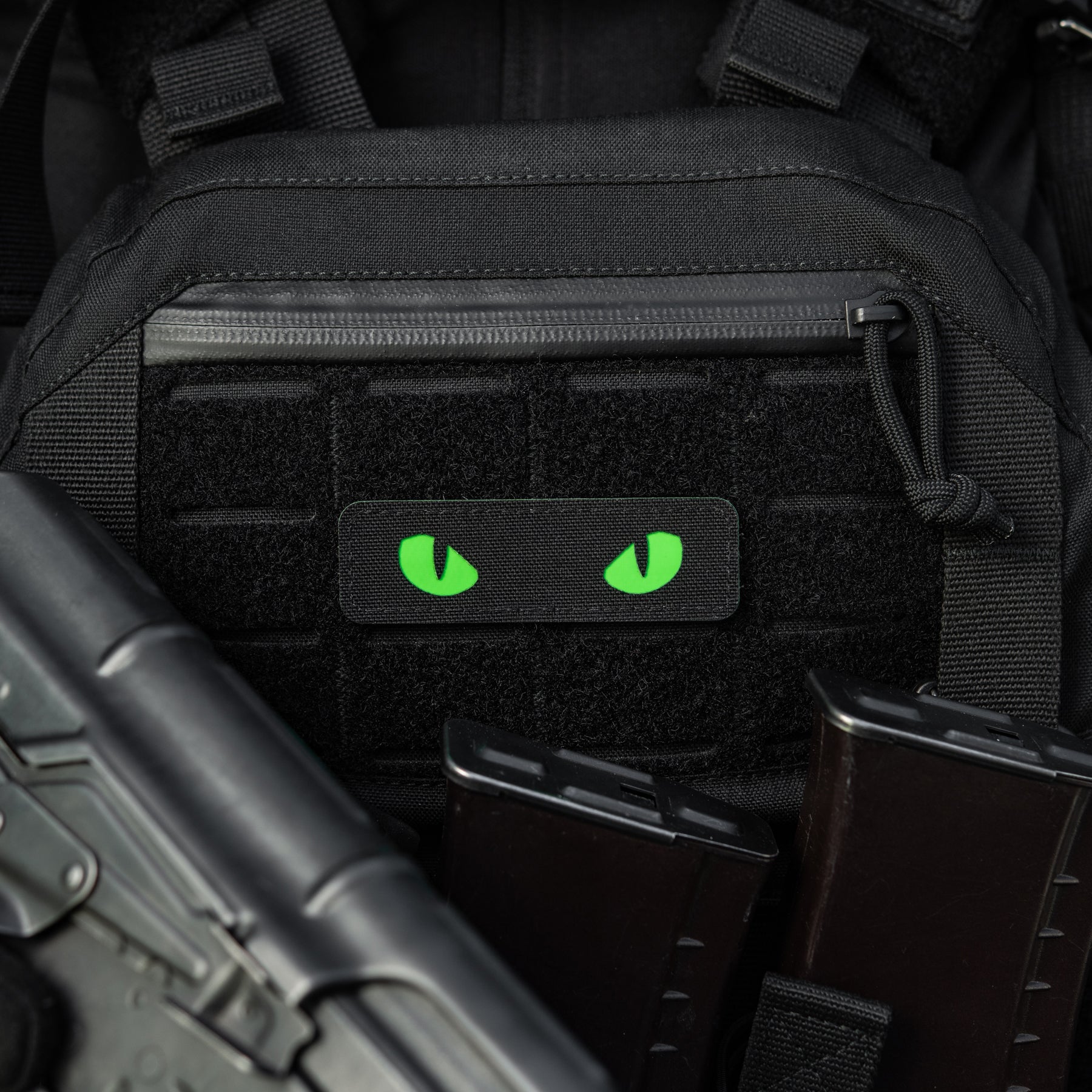M-Tac нашивка Cat Eyes Laser Cut Black/Green/GID