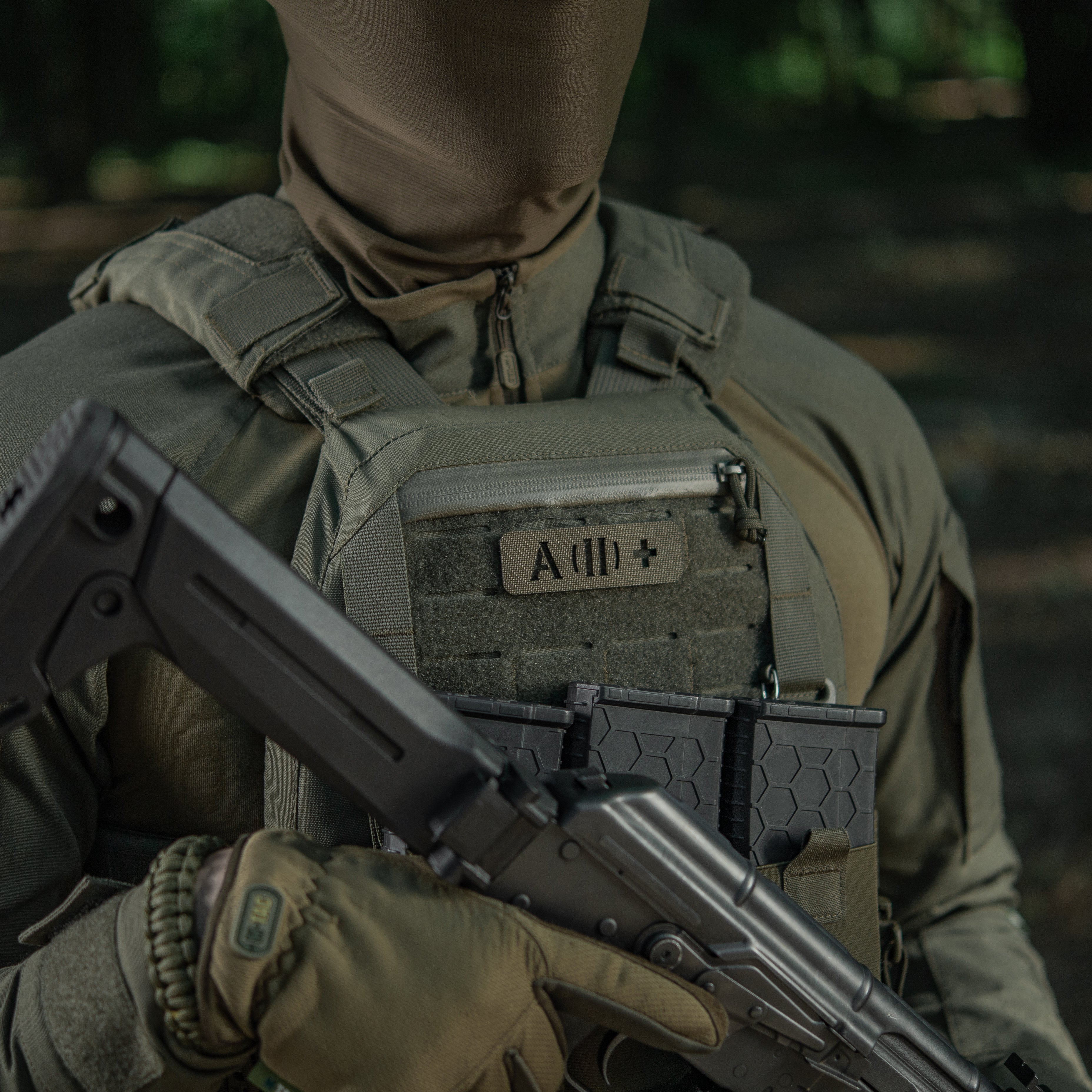M-Tac нашивка група крові A (II) + наскрізна Laser Cut 25х80 Ranger Green