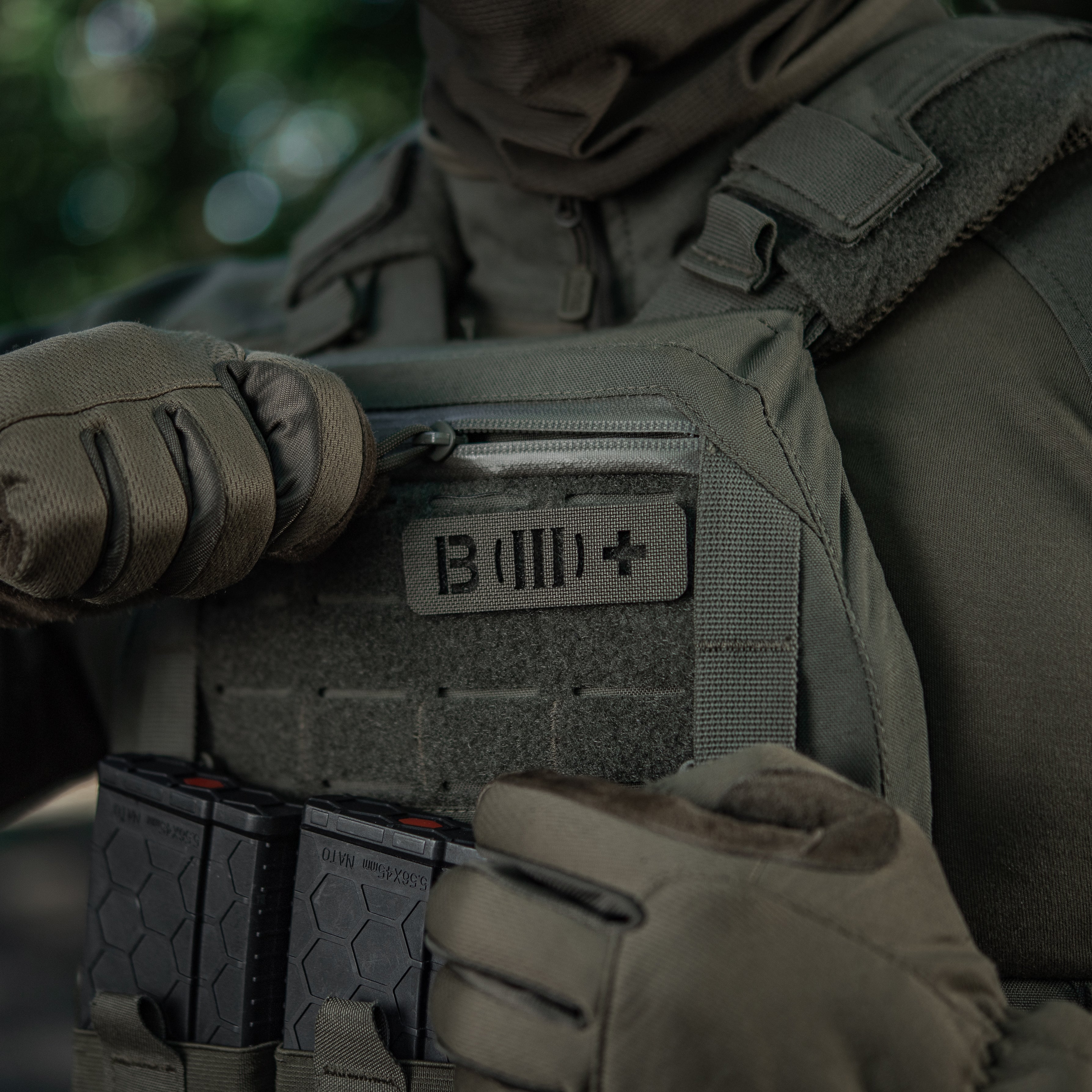 M-Tac нашивка група крові B (III) + наскрізна Laser Cut 25х80 Ranger Green