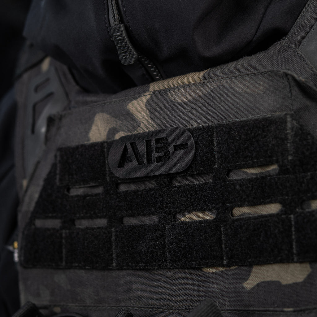 M-Tac нашивка група крові AB- наскрізна Laser Cut Black