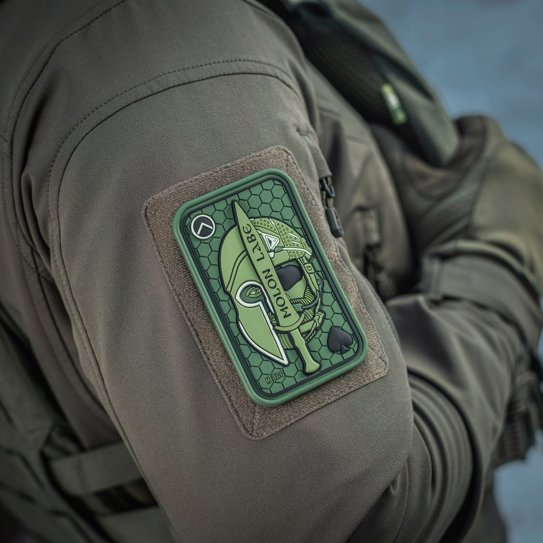 M-Tac нашивка Molon Labe Ace 3D ПВХ олива