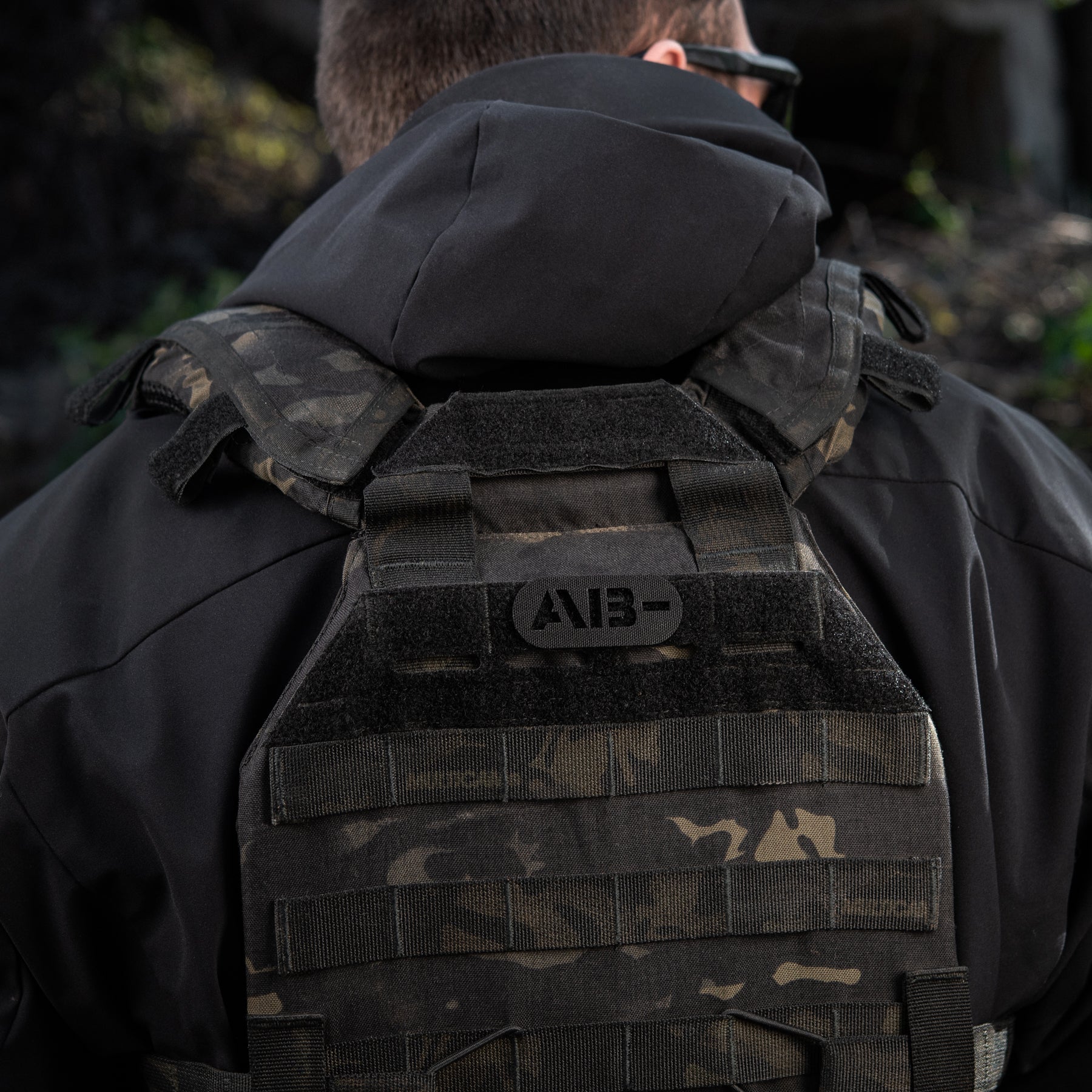 M-Tac нашивка група крові AB- наскрізна Laser Cut Black
