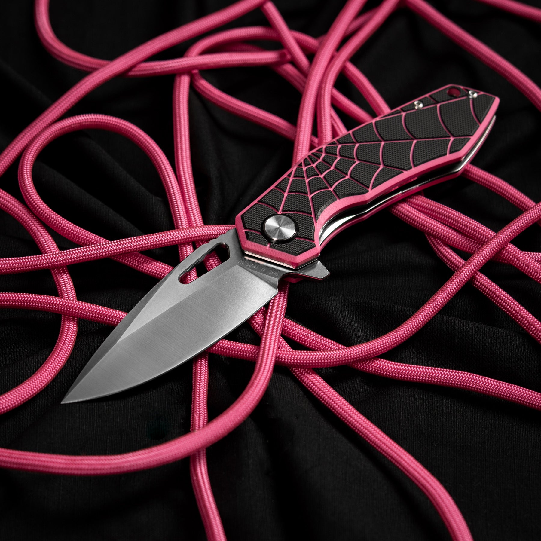 M-Tac ніж складний Type 12 Spider Web Black/Pink/Steel