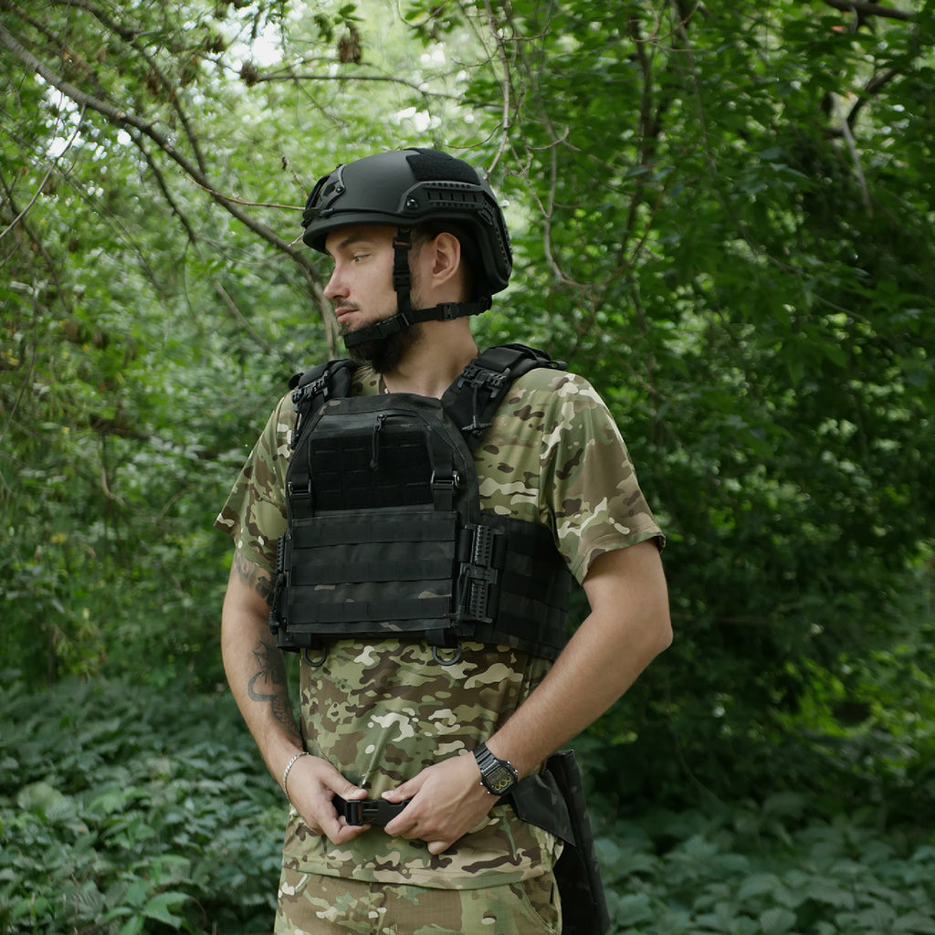 Каремат-сидушка Kiborg з балістичним пакетом 1 клас захисту Militex 20mm Cordura Black Multicam