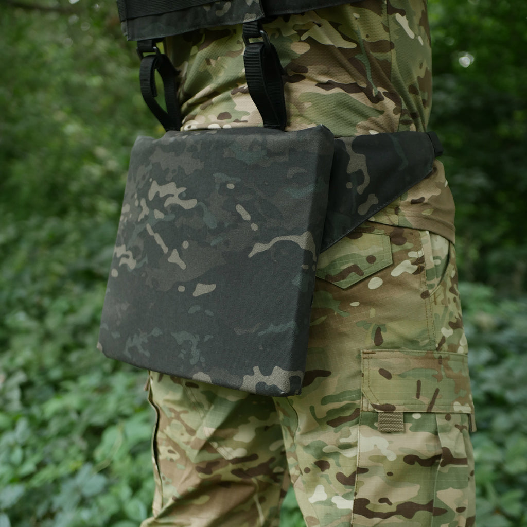 Каремат-сидушка Kiborg з балістичним пакетом 1 клас захисту Militex 20mm Cordura Black Multicam