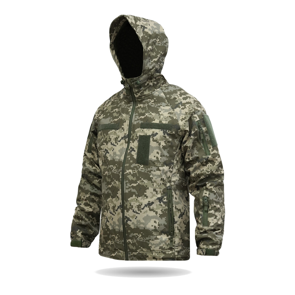 Куртка Windproof Softshell вітрозахисна (піксель), водостійка, фліс 320 г/м²