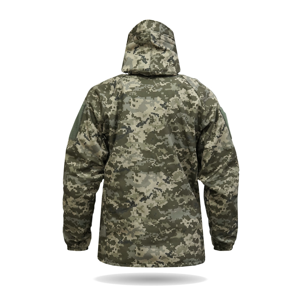 Куртка Windproof Softshell вітрозахисна (піксель), водостійка, фліс 320 г/м²