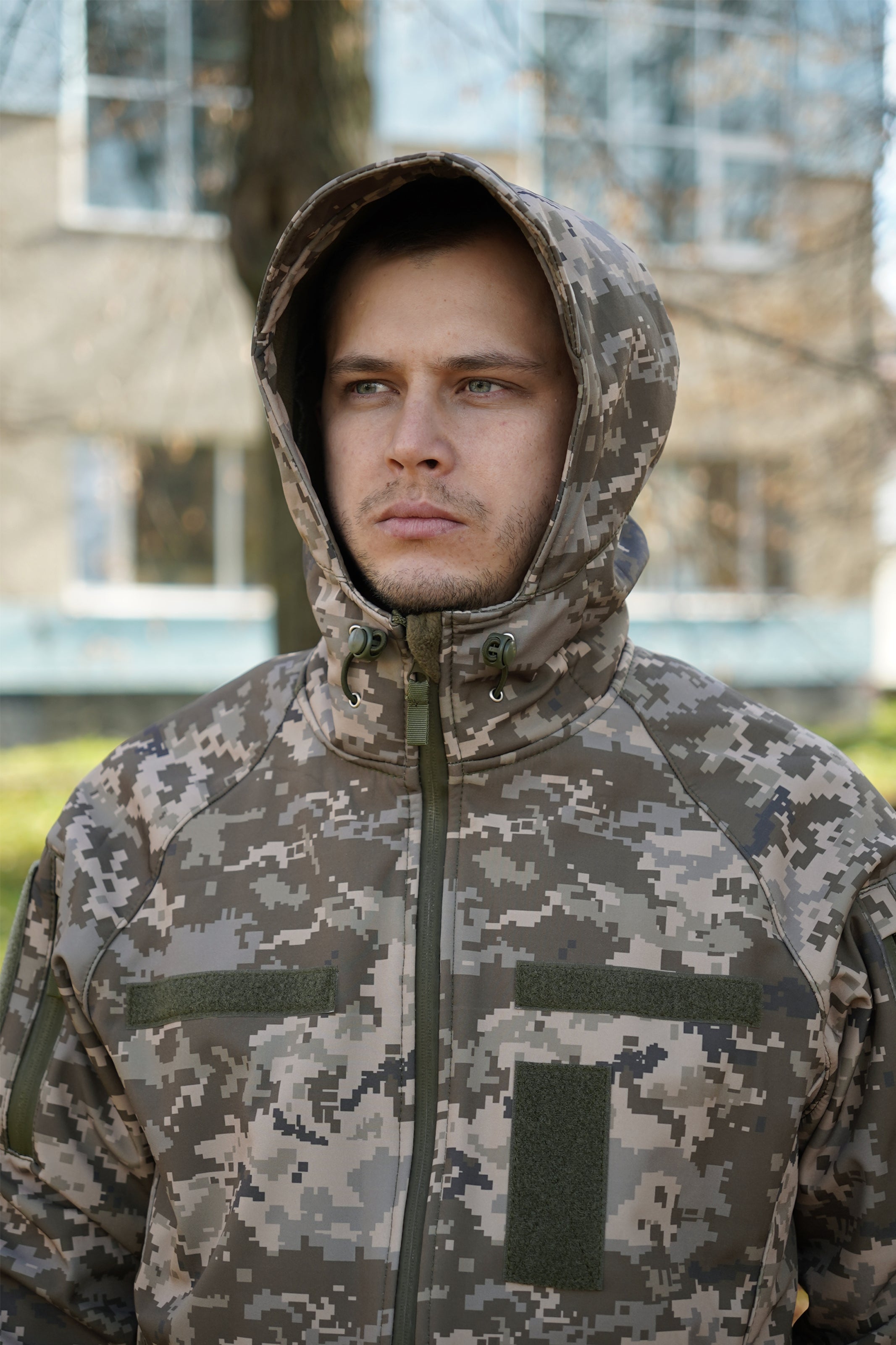 Куртка Windproof Softshell вітрозахисна (піксель), водостійка, фліс 320 г/м²