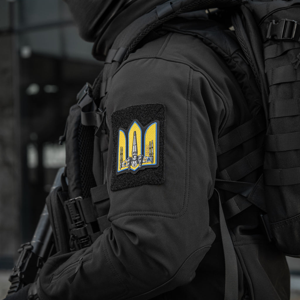 M-Tac нашивка Тризуб UA-Wing (вишивка) Black