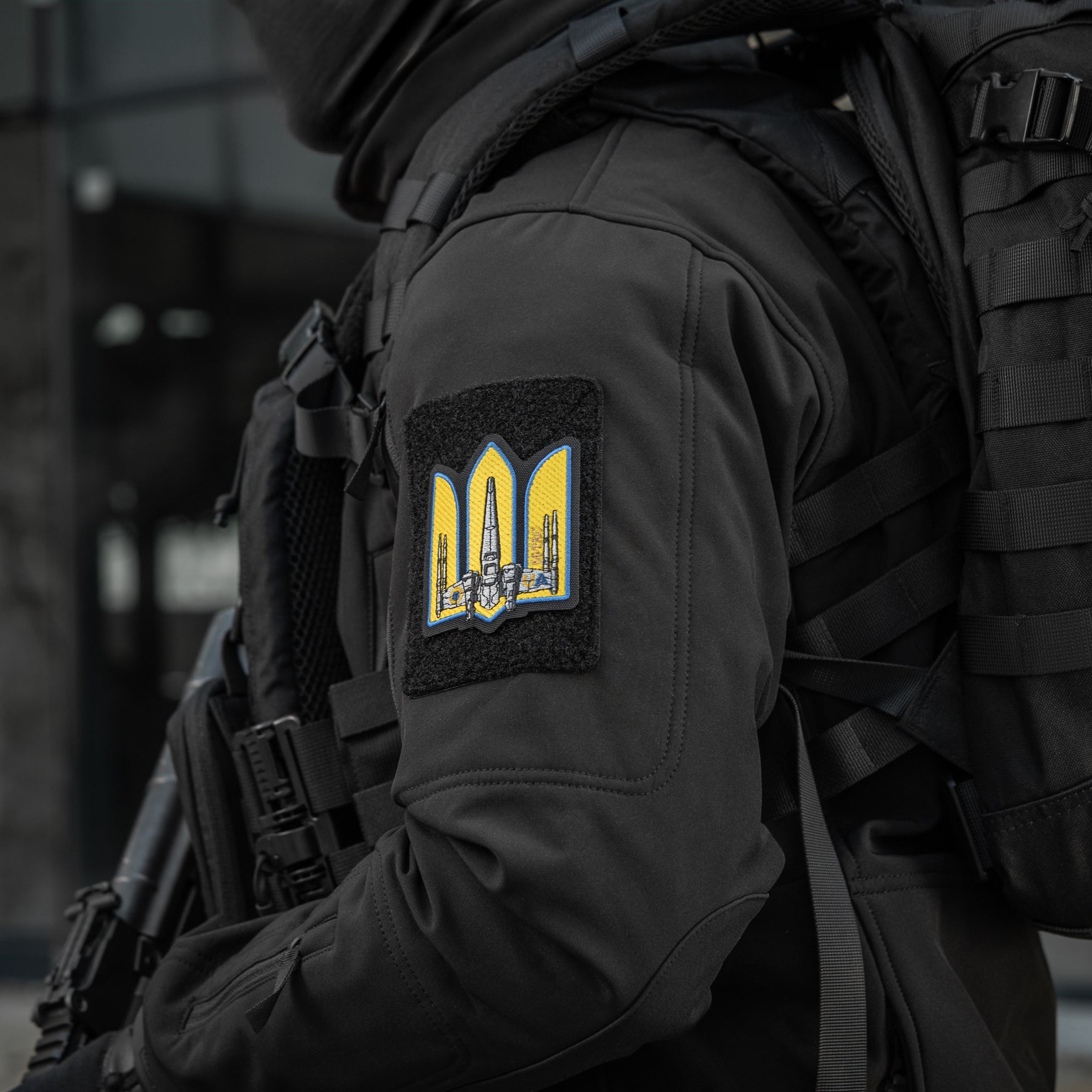 M-Tac нашивка Тризуб UA-Wing (вишивка) Black