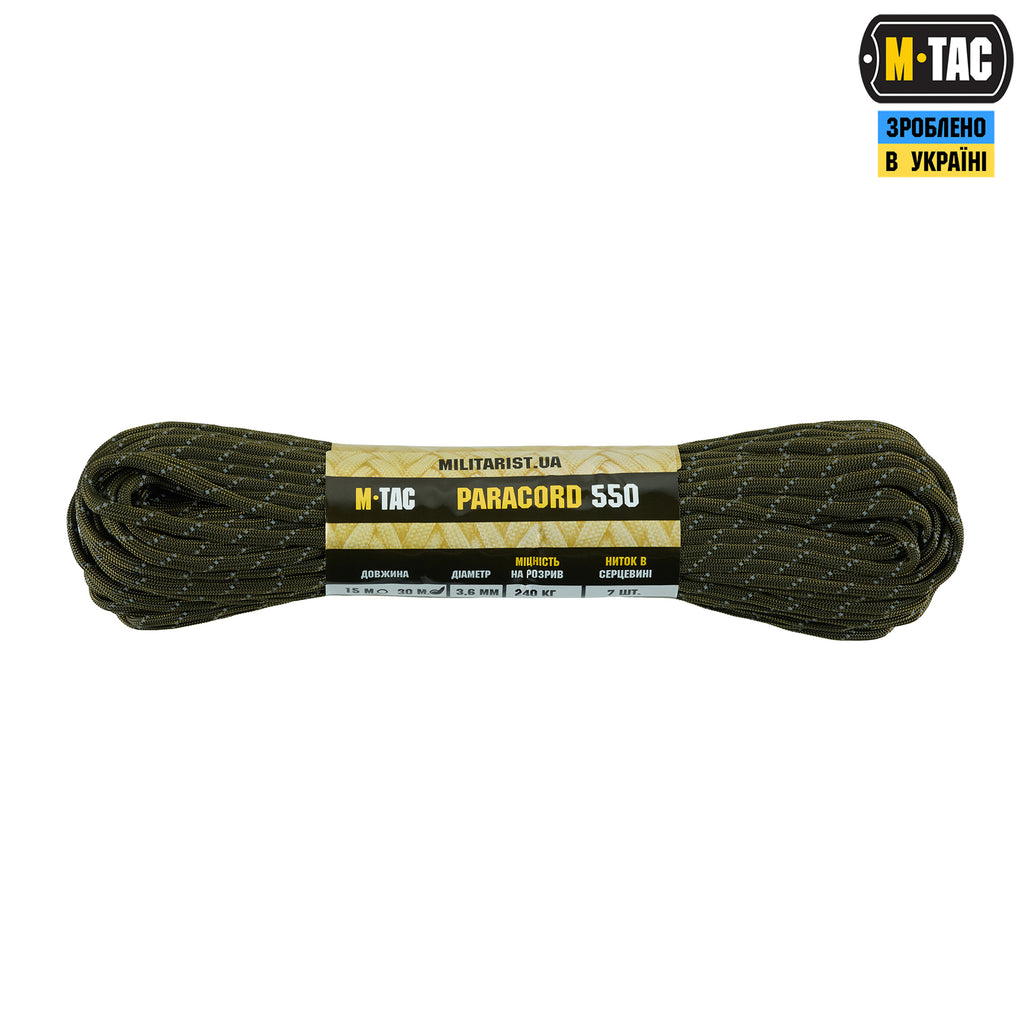 M-Tac паракорд 550 type III 30m OD Green Reflective