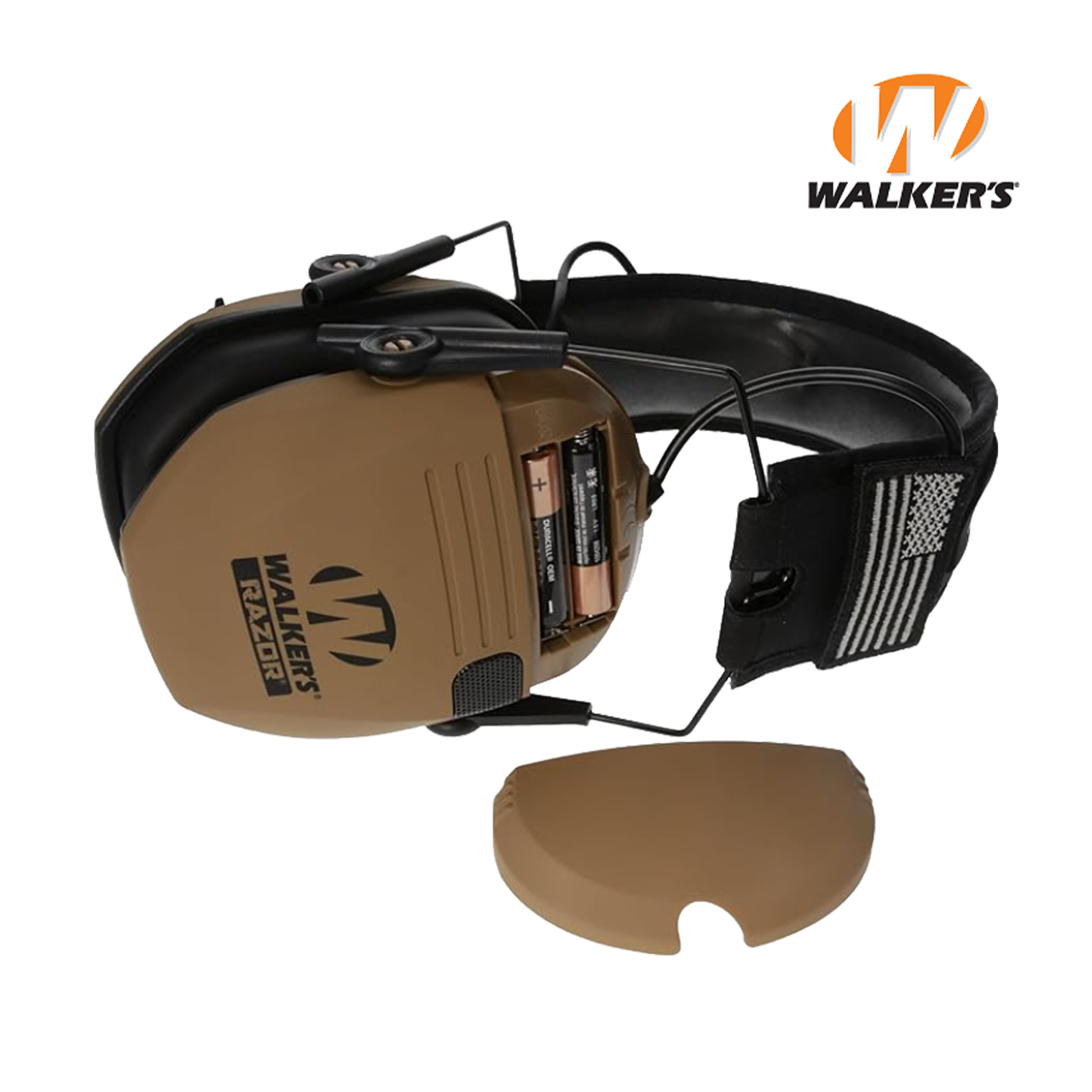 Активні шумоподавляючі навушники Walker's Razor Slim Original з патчами Коричневі