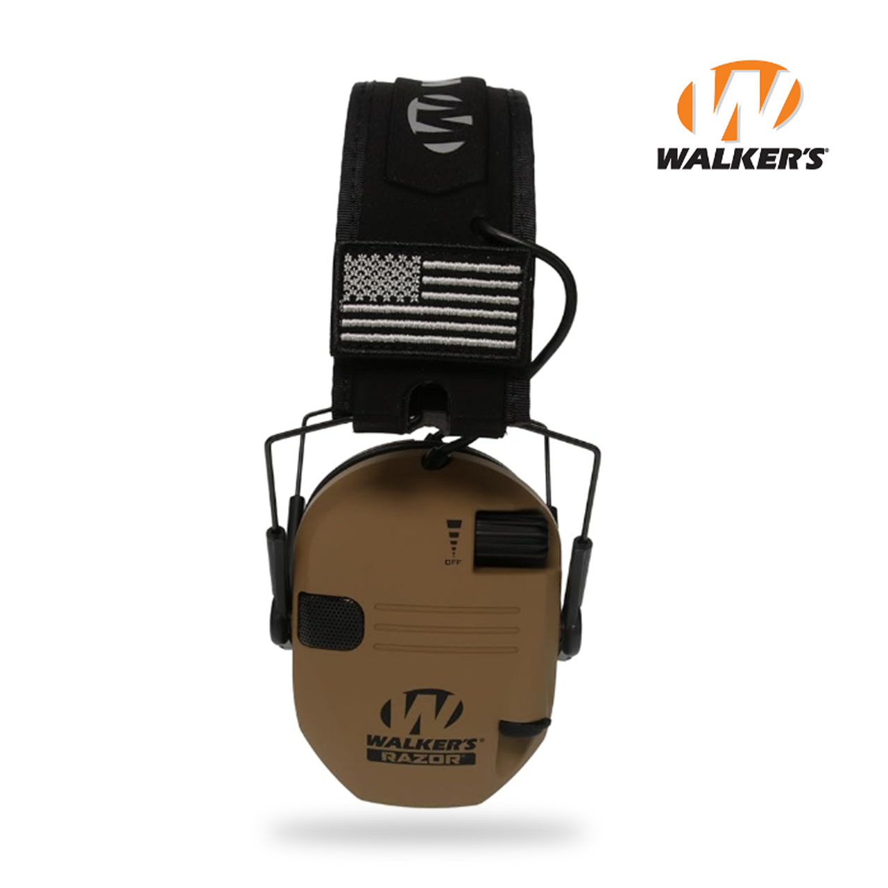 Активні шумоподавляючі навушники Walker's Razor Slim Original з патчами Коричневі