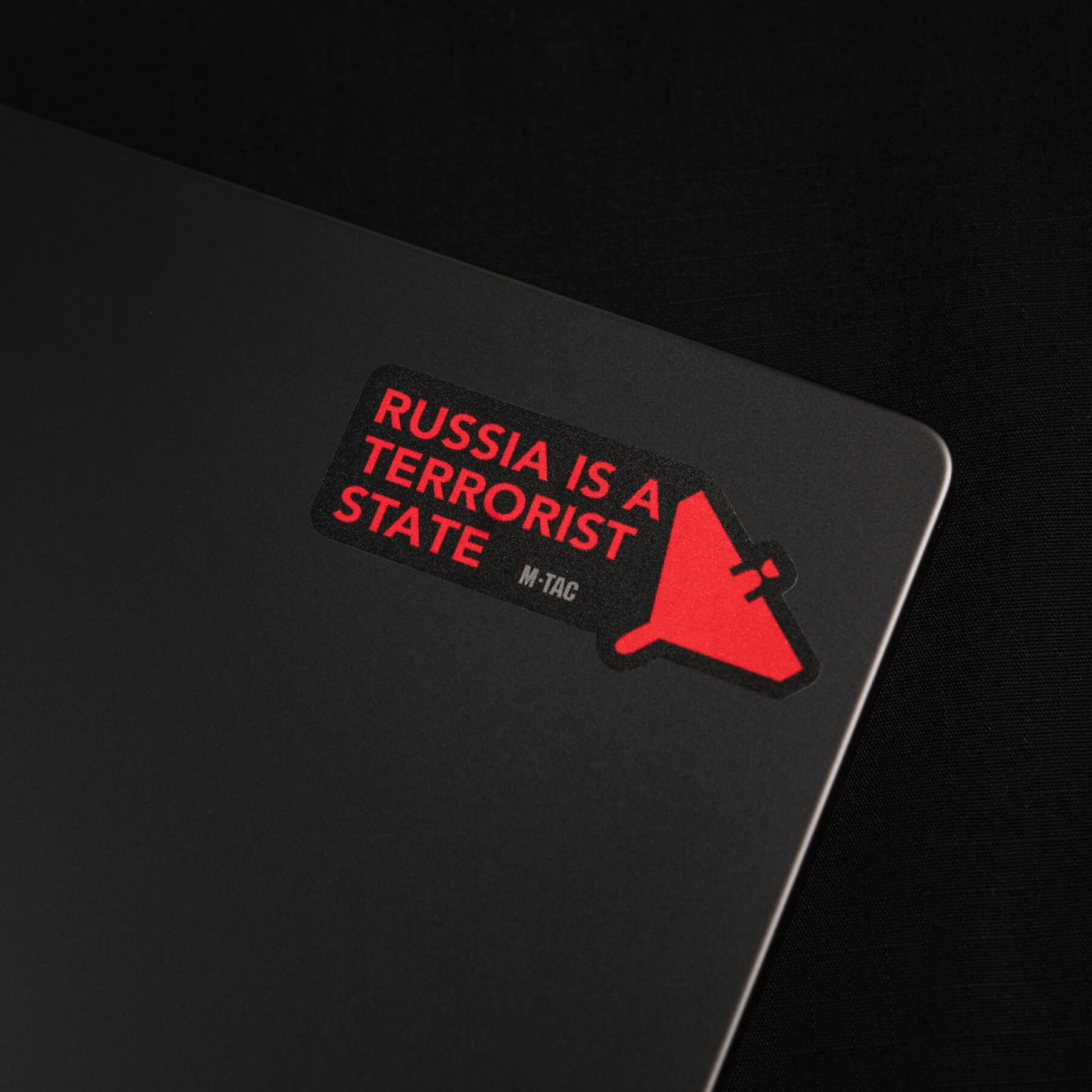 M-Tac наклейка russia is a terrorist state Small Black