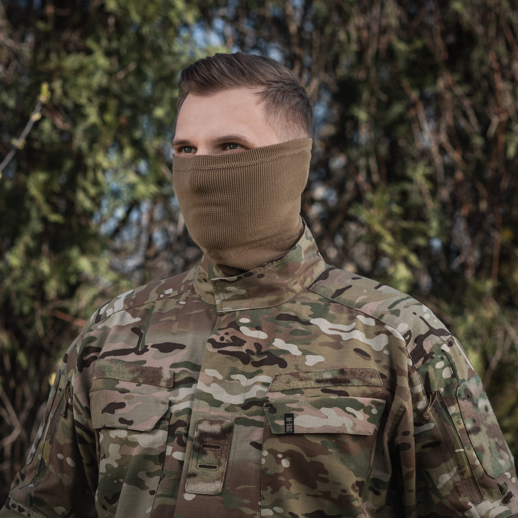 M-Tac шарф-труба анатомічний мікрофліс ріп-стоп Tan