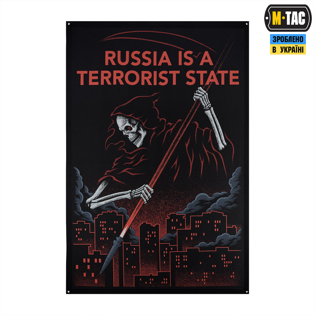 M-Tac банер russia is a terrorist state 900x1300 Black