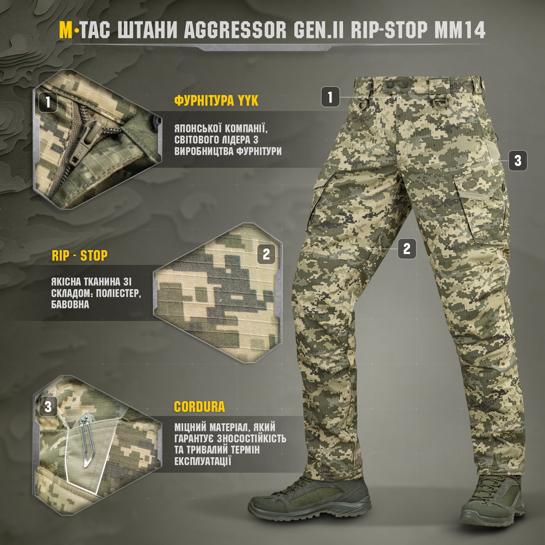 M-Tac штани Aggressor Gen.II ріп-стоп MM14