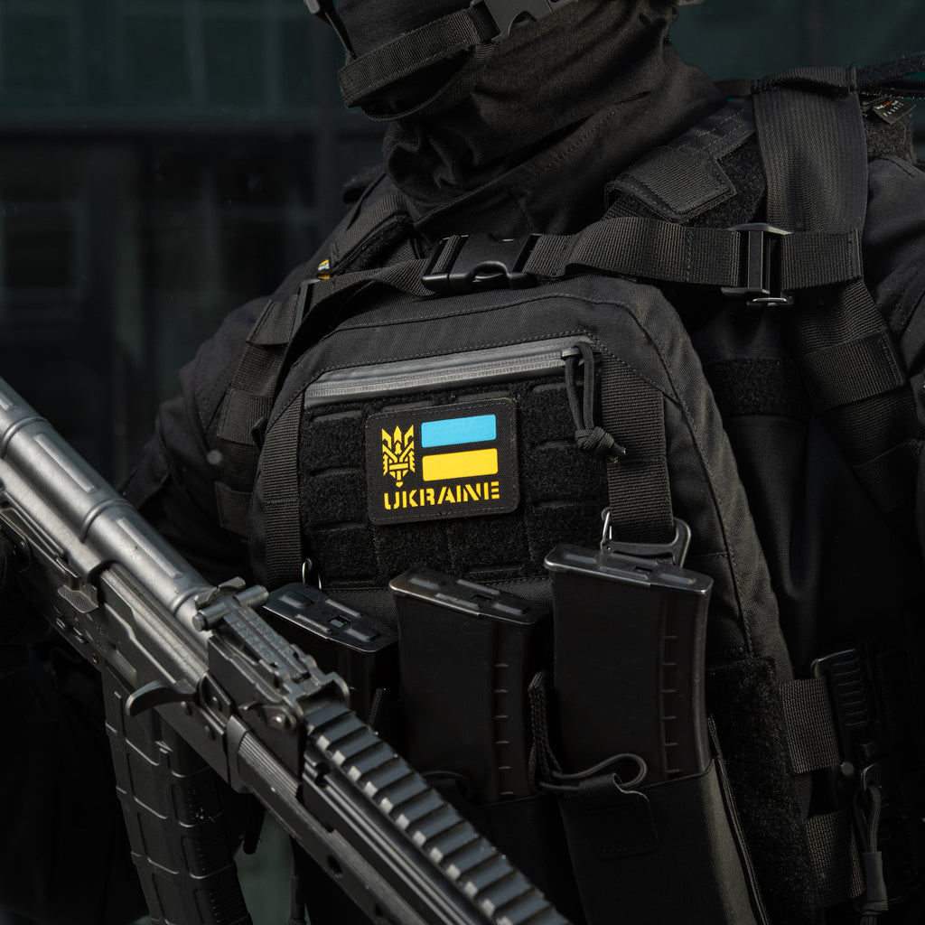 M-Tac нашивка Ukraine (с Тризубом) Laser Cut Black/Yellow/Blue/GID