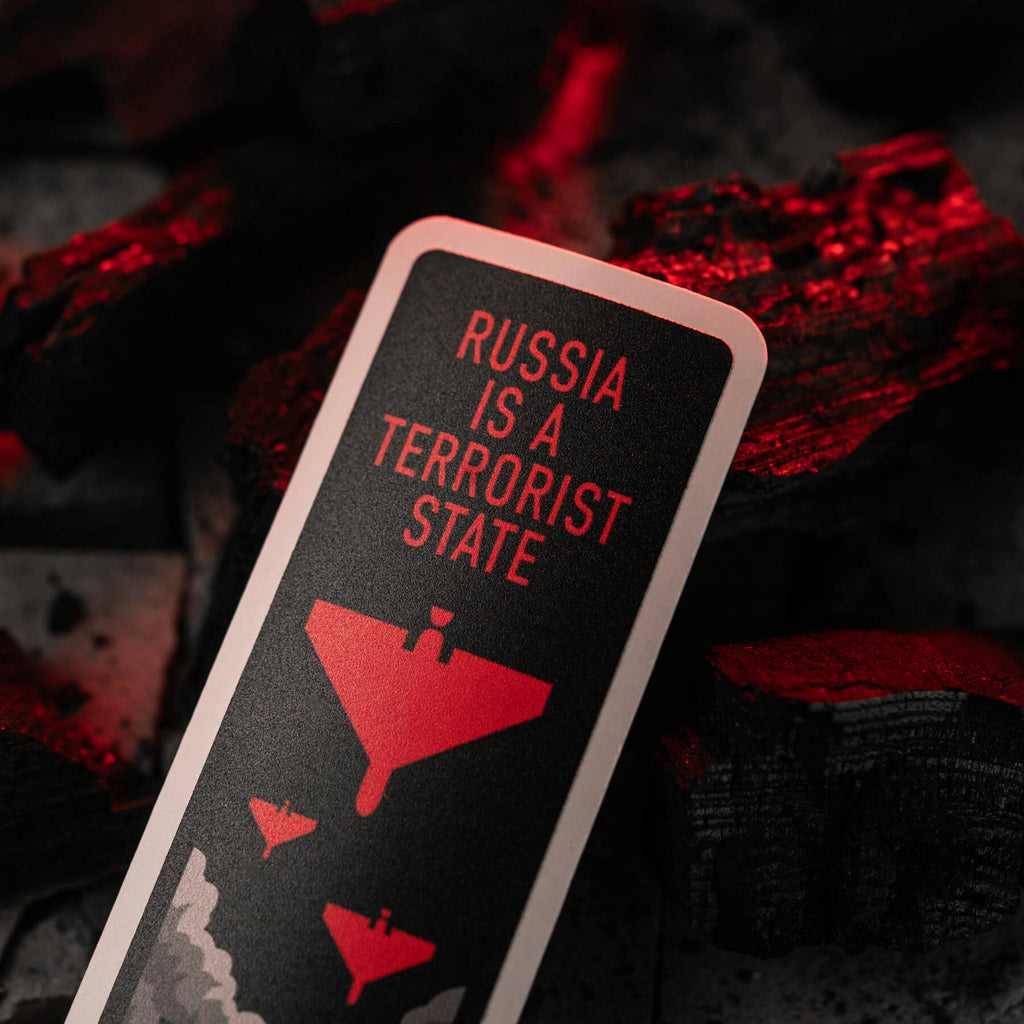 M-Tac наклейка russia is a terrorist state Black