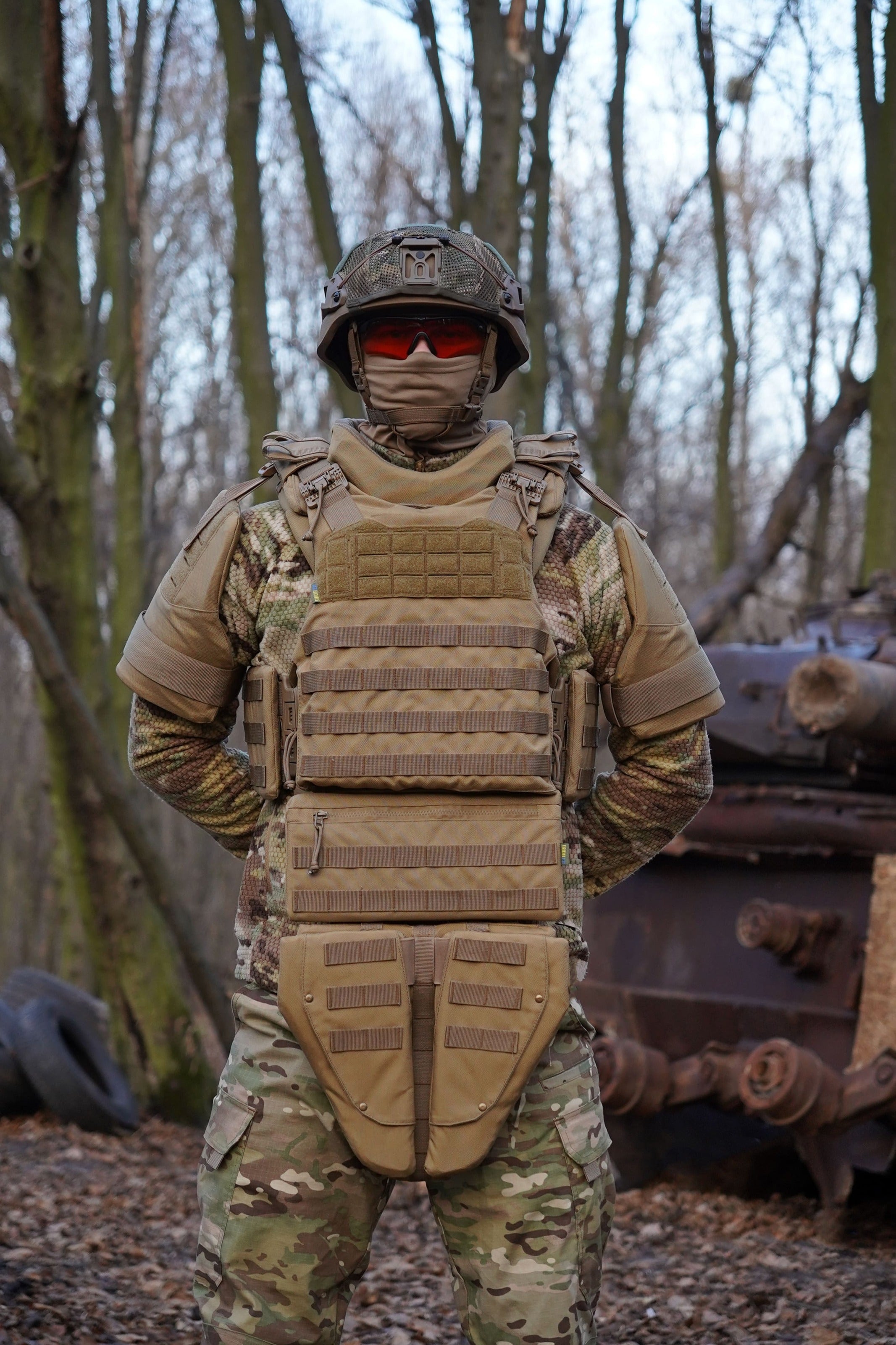 Потрійний захист паху/напашник Kiborg з балістичним захистом 2 клас Militex Койот