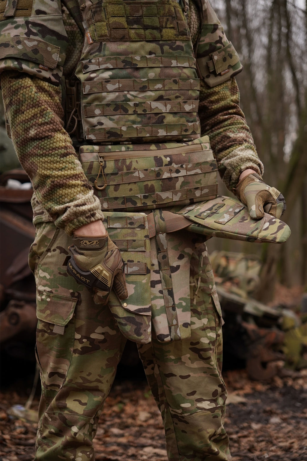 Потрійний захист паху/напашник з балістичним захистом 2 клас Militex cordura USA Мультикам