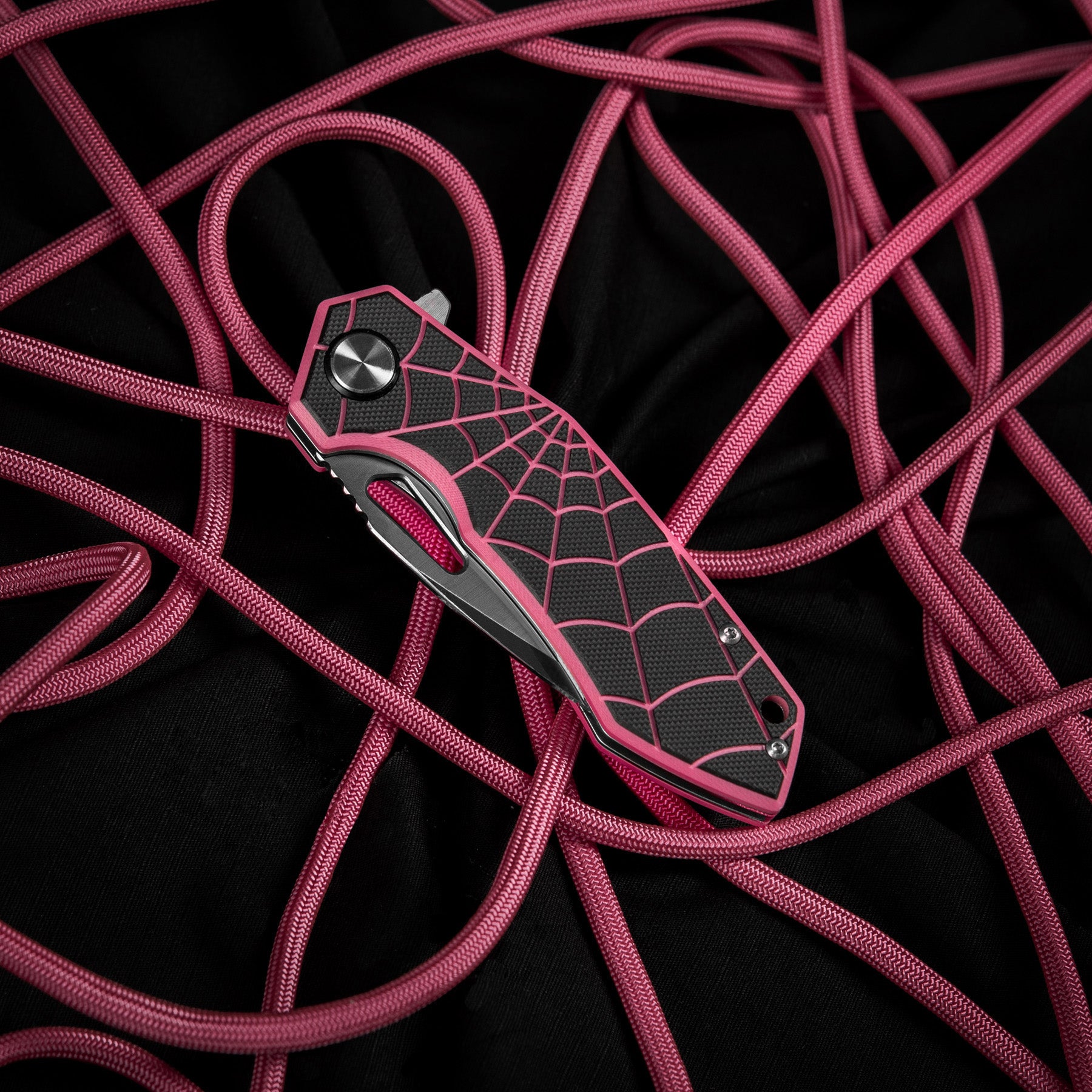 M-Tac ніж складний Type 12 Spider Web Black/Pink/Steel