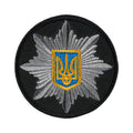 Кокарда Поліція кругла 6 см на липучці чорна (тип 2)