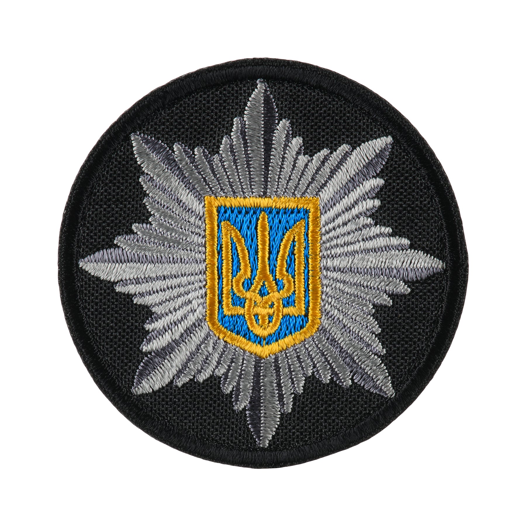 Кокарда Поліція кругла 6 см на липучці чорна (тип 2)