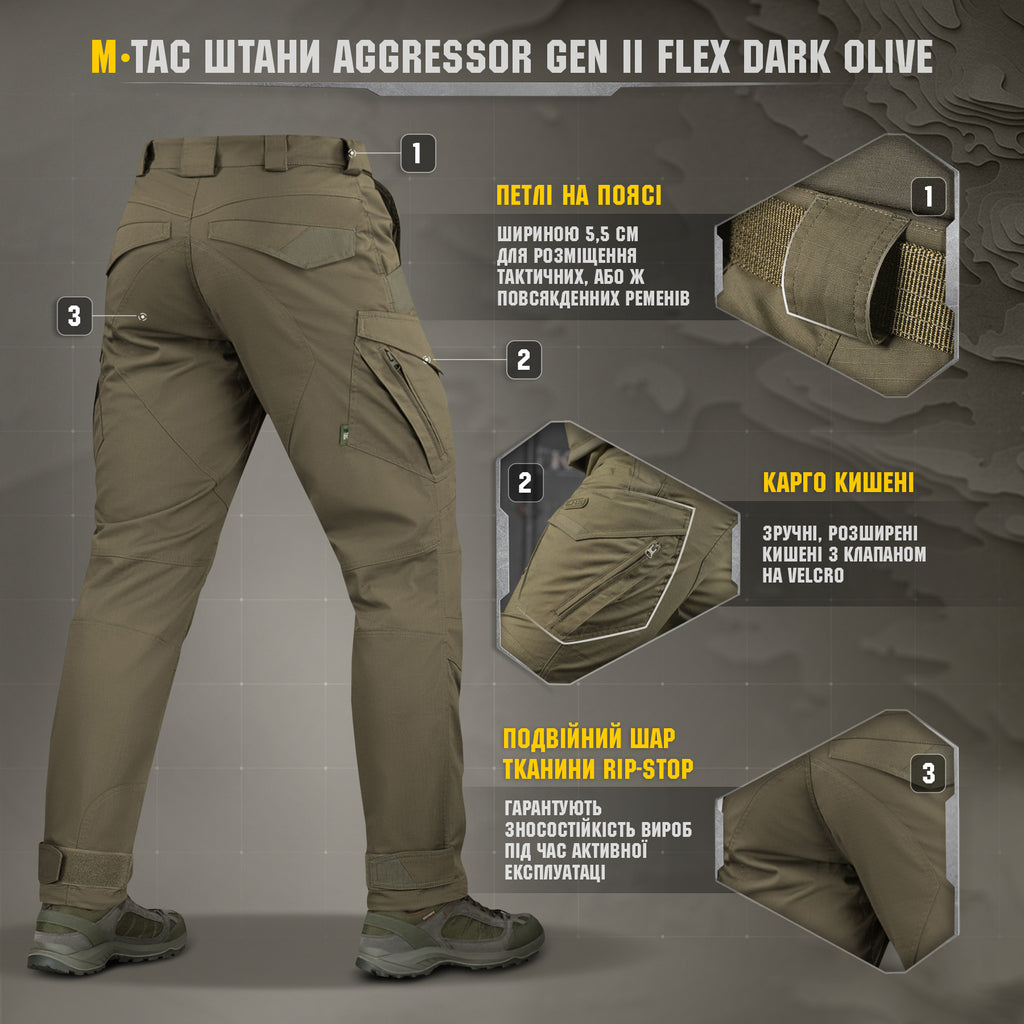 M-Tac штани Aggressor Gen ІІ Flex Dark Olive