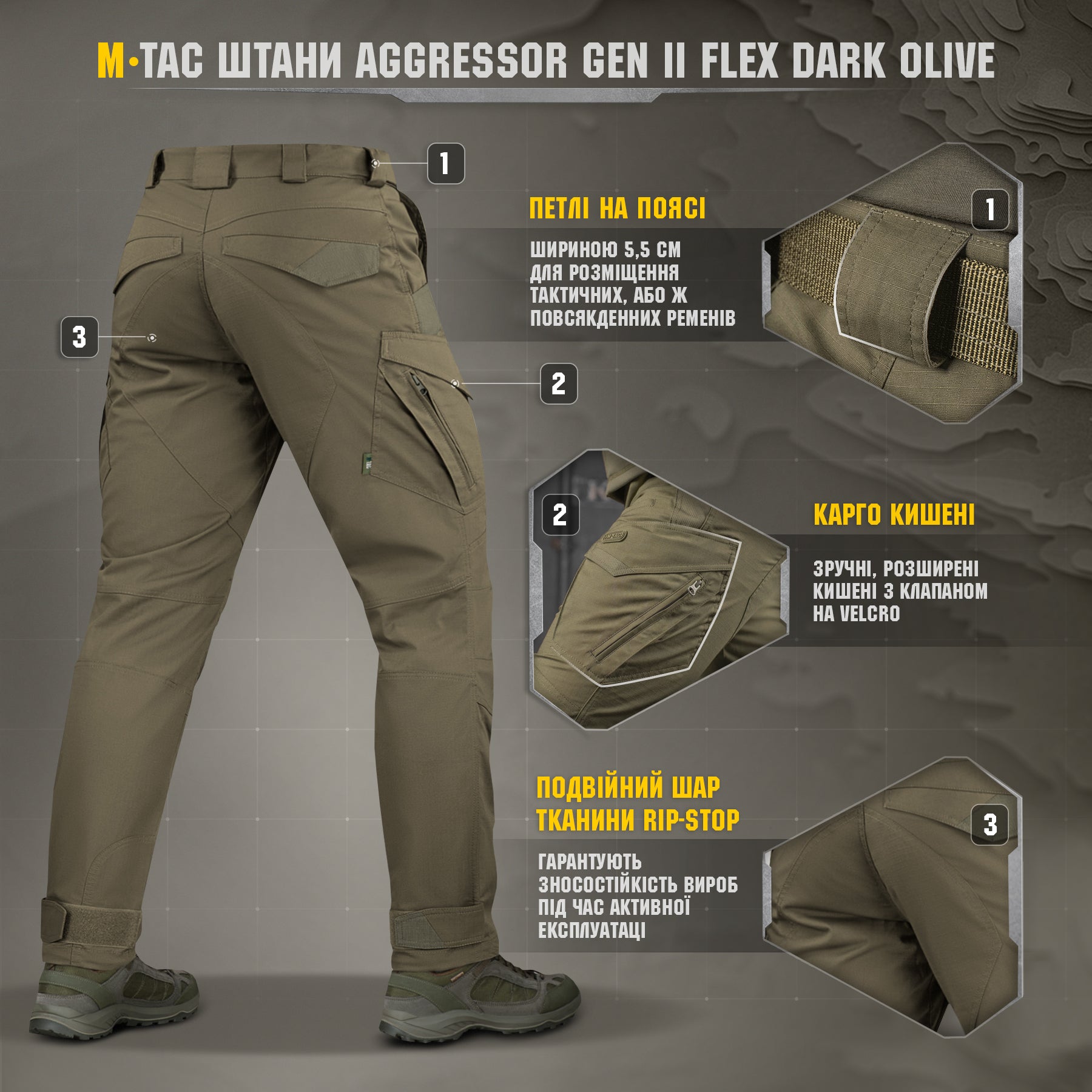 M-Tac штани Aggressor Gen ІІ Flex Dark Olive