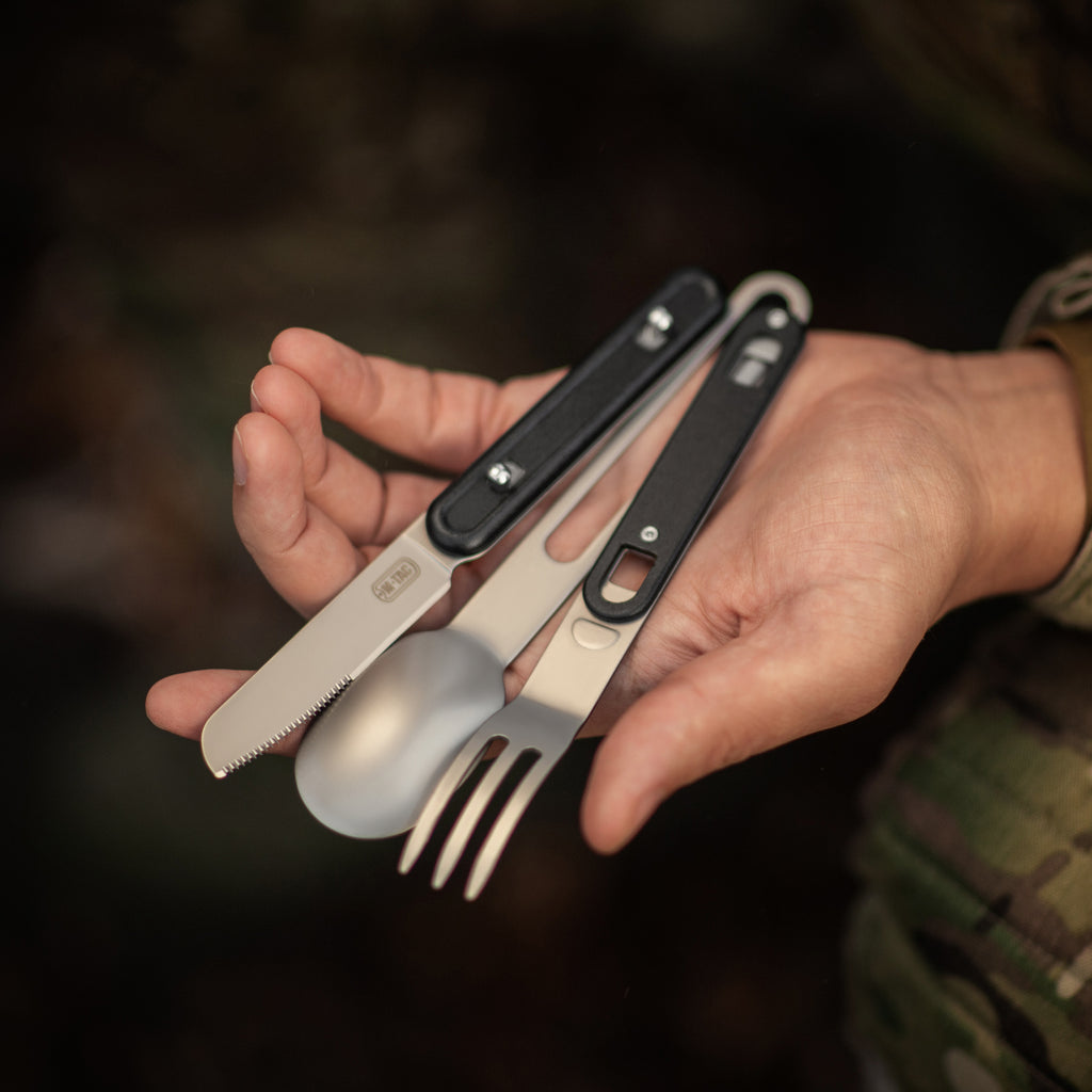 M-Tac столовий набір розємний (3 елемента) Black/Steel