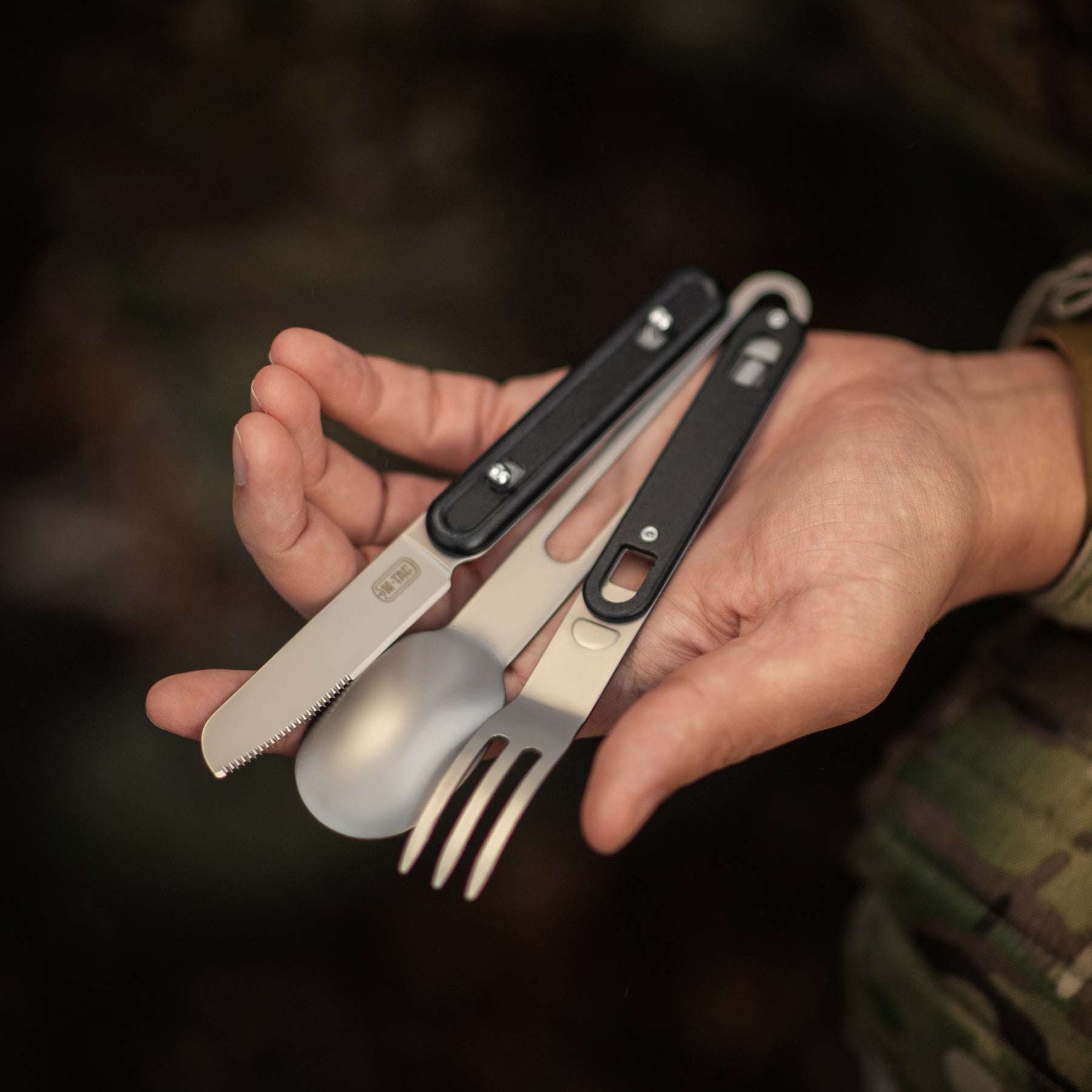 M-Tac столовий набір розємний (3 елемента) Black/Steel