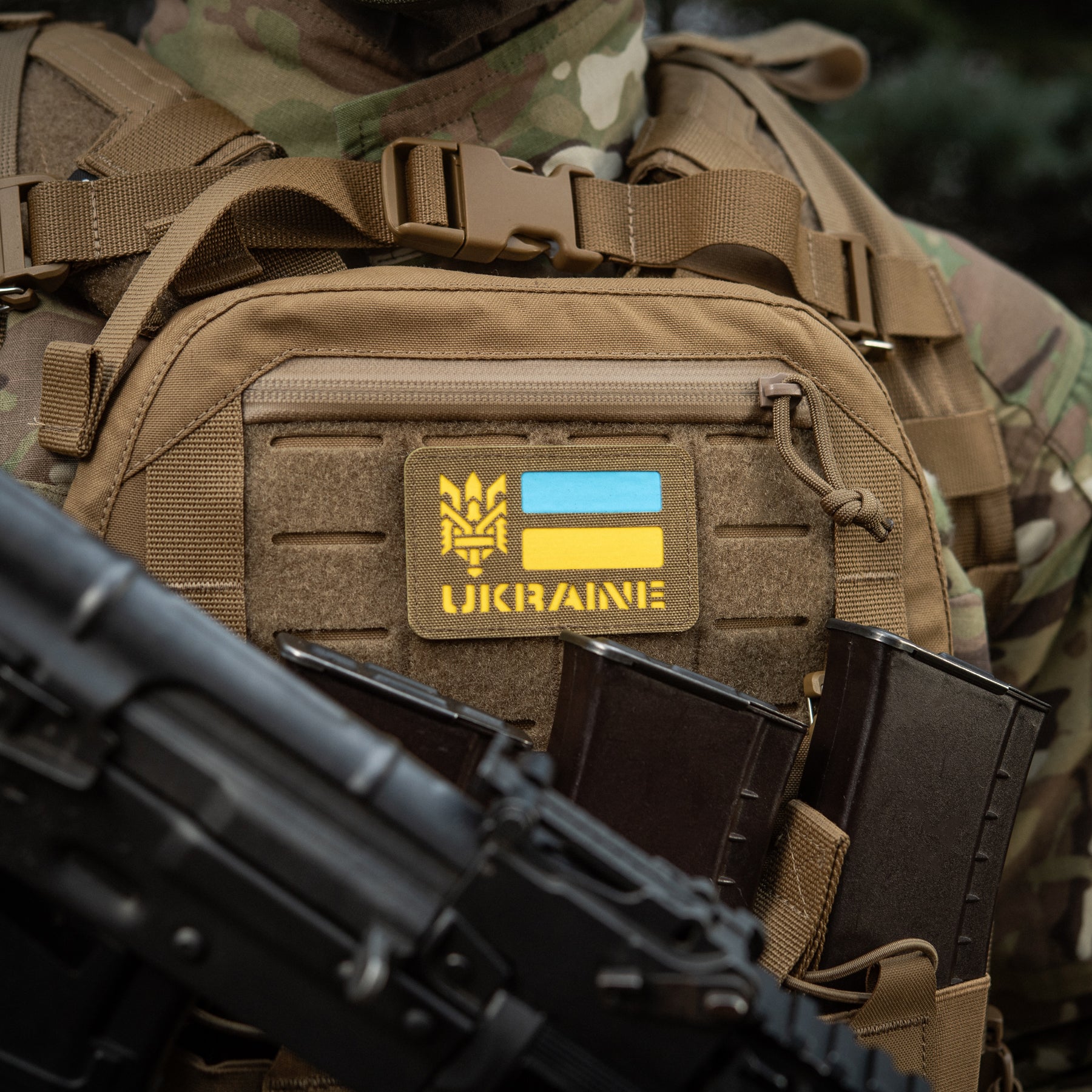 M-Tac нашивка Ukraine (с Тризубом) Laser Cut Coyote/Yellow/Blue/GID