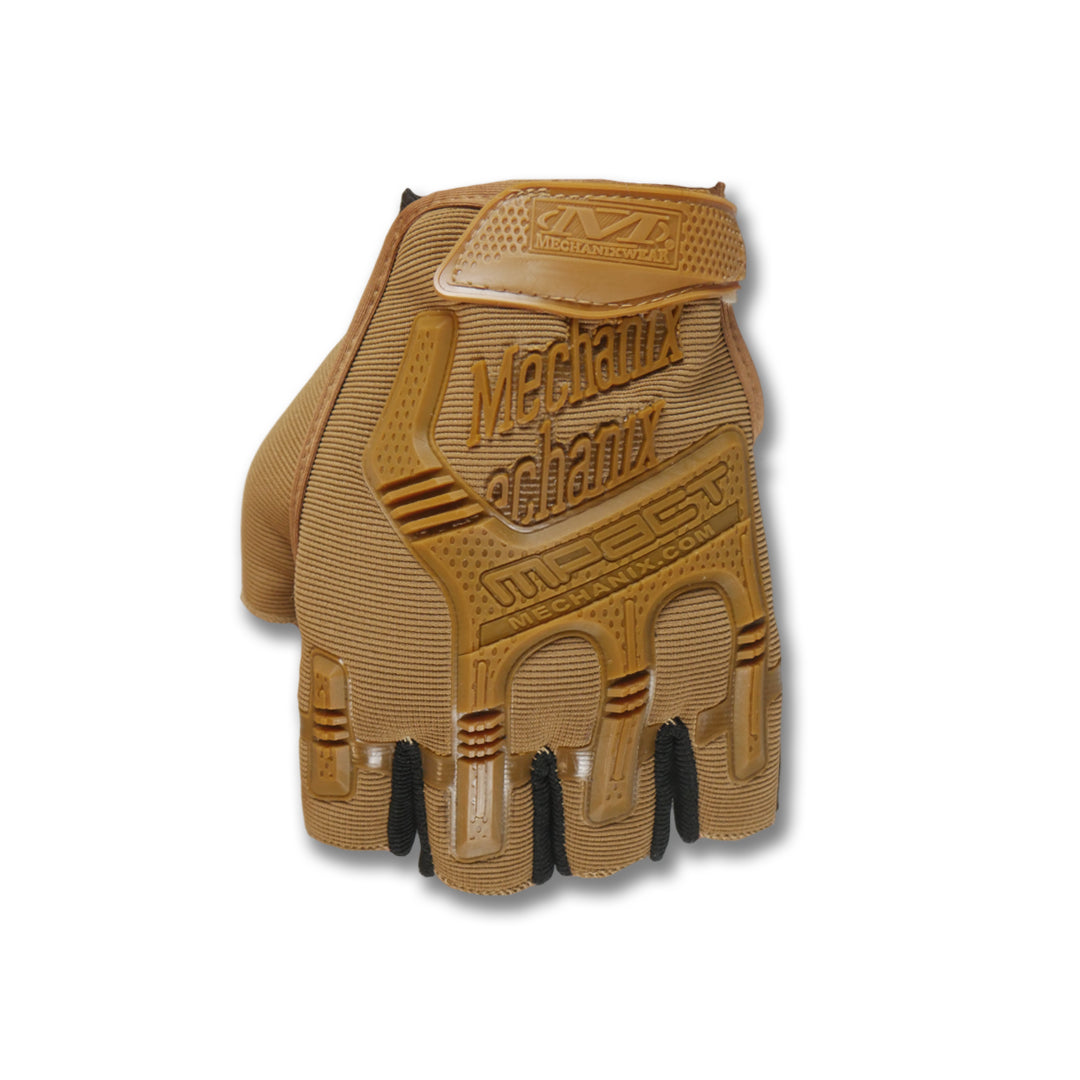 Безпалі Рукавиці койот з гумовим демпфером Mechanix