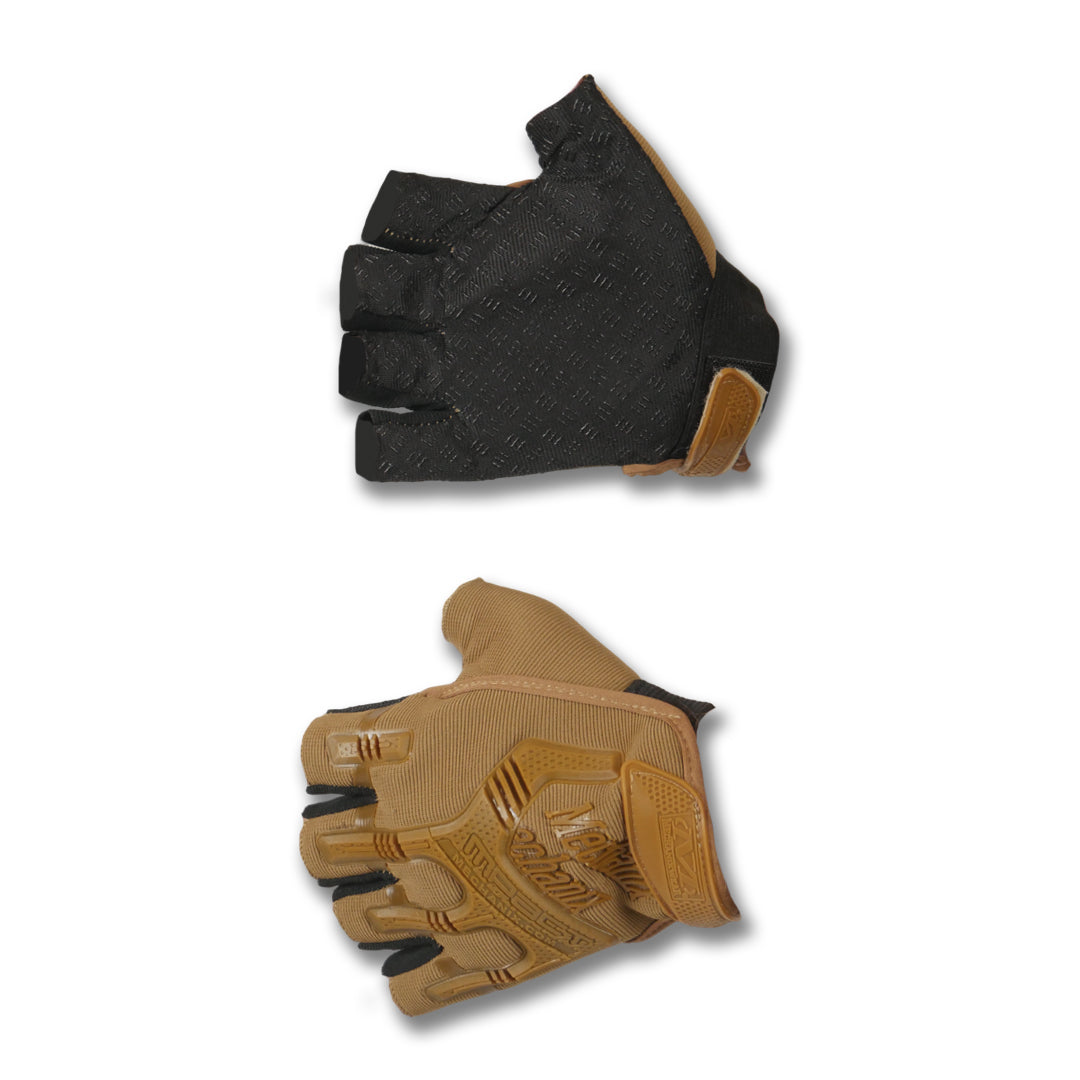 Безпалі Рукавиці койот з гумовим демпфером Mechanix