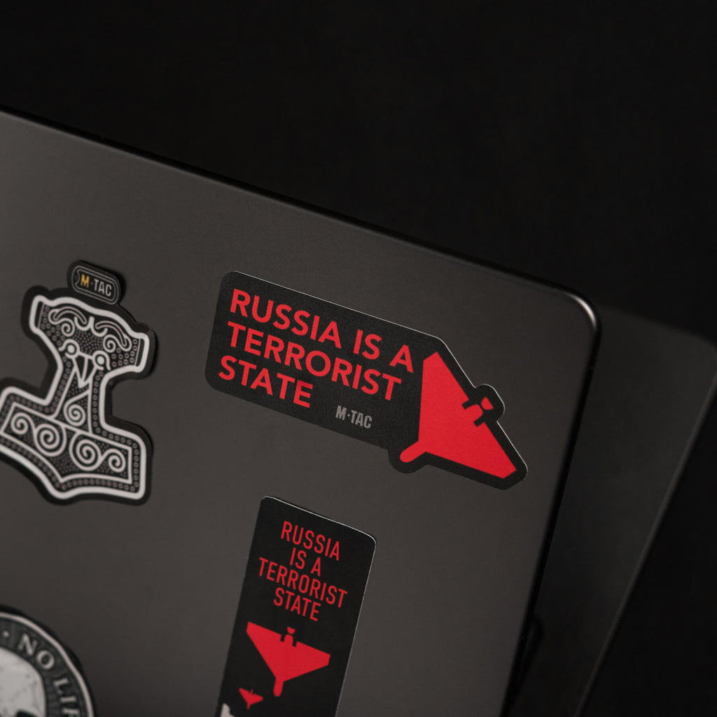 M-Tac наклейка russia is a terrorist state Small Black