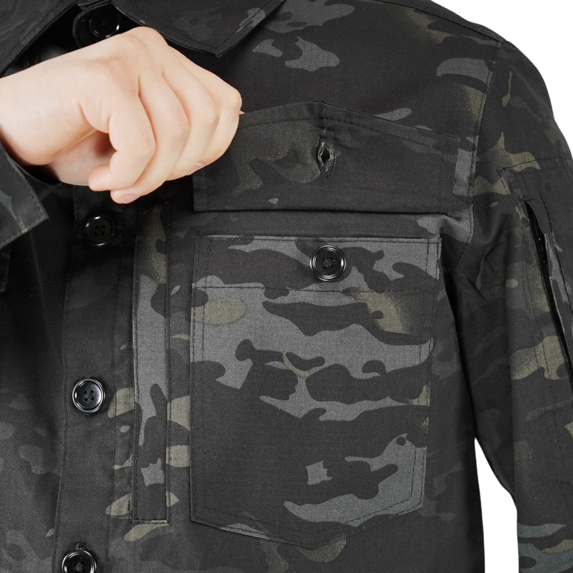 Сорочка тактична Operator 5 Twill чорний мультикам на ґудзиках