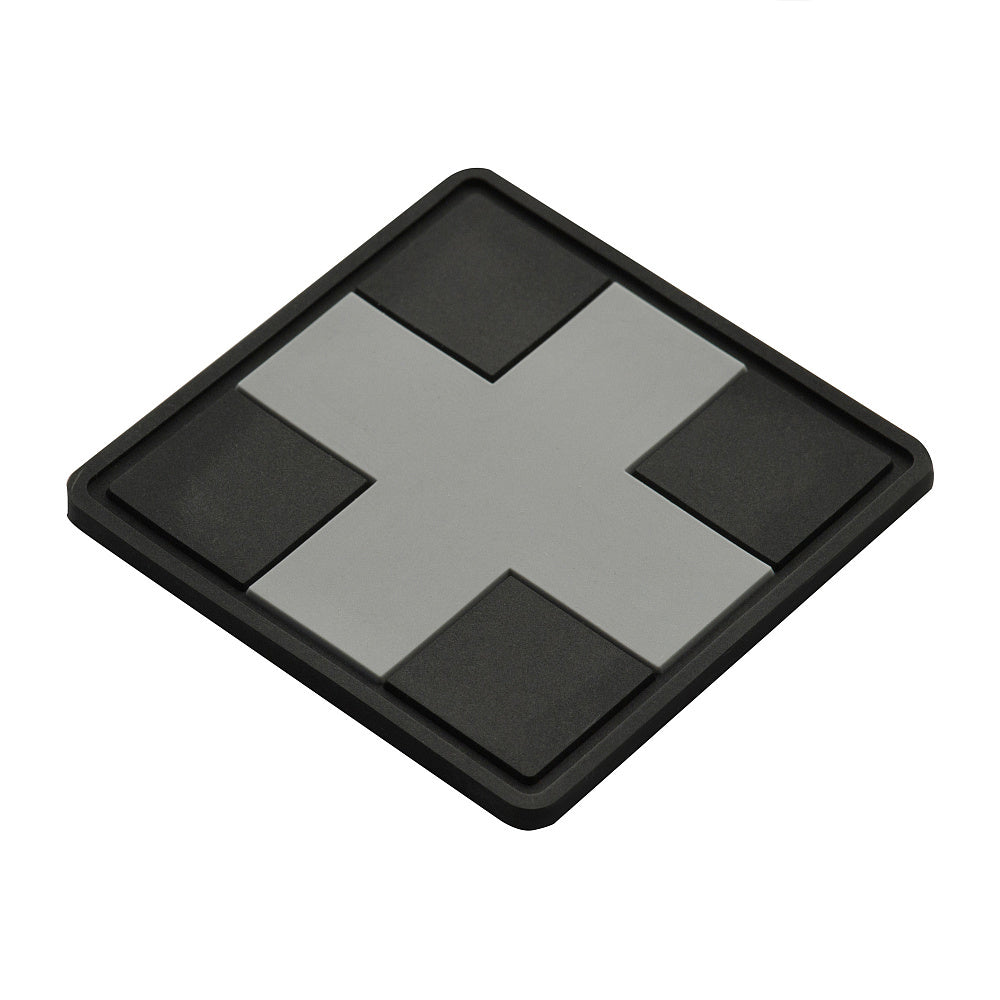 M-Tac нашивка Medic Cross Square ПВХ чорний/сірий