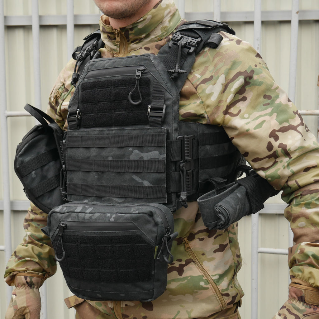 Сумка-напашник M Kiborg з балістичним пакетом 1 клас захисту Militex GU Сordura Black Multicam