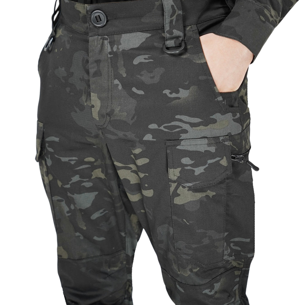 Тактичні штани UA Twill Black Multicam з посиленими колінами та 8 кишенями (S)