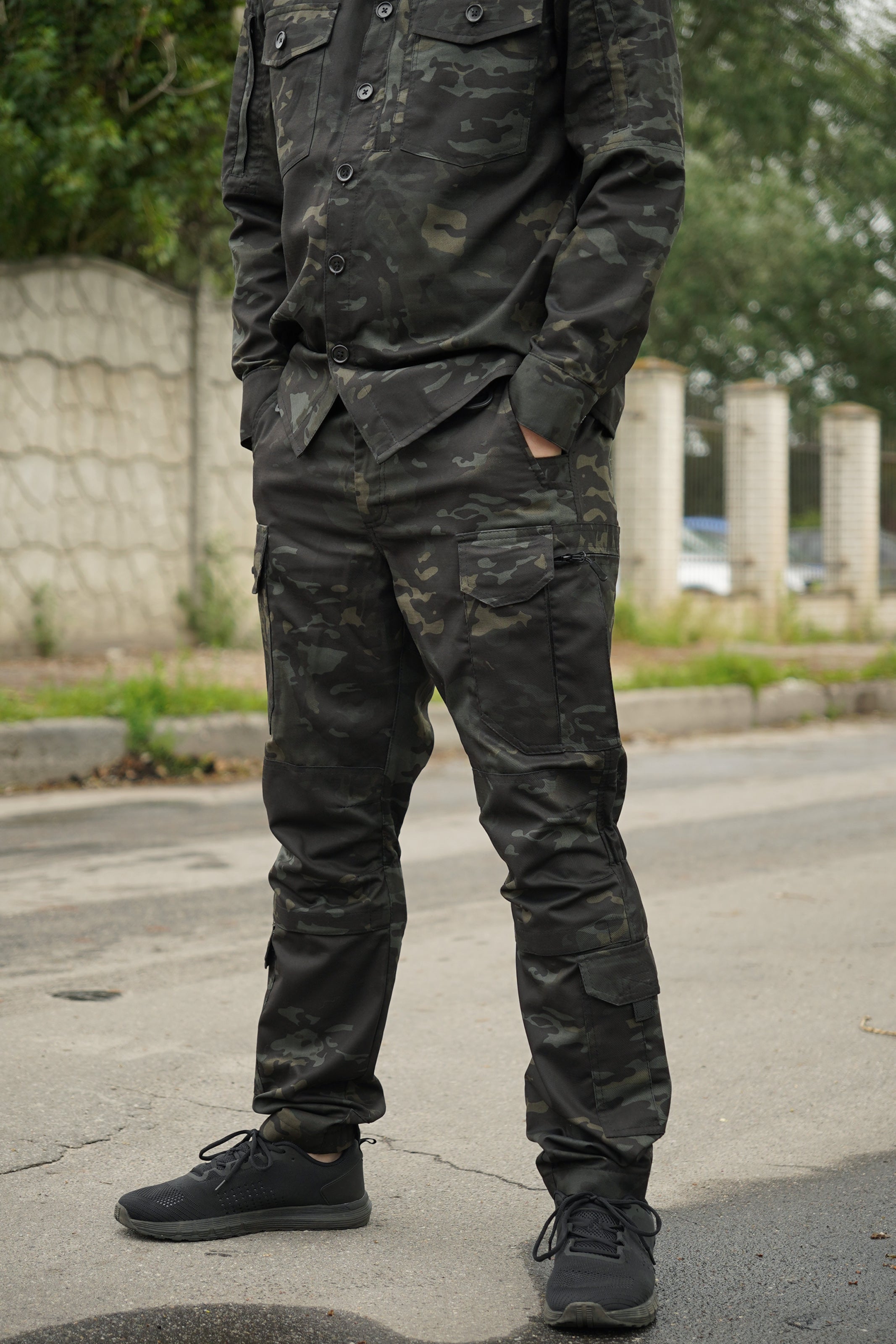 Тактичні штани UA Twill Black Multicam з посиленими колінами та 8 кишенями (S)
