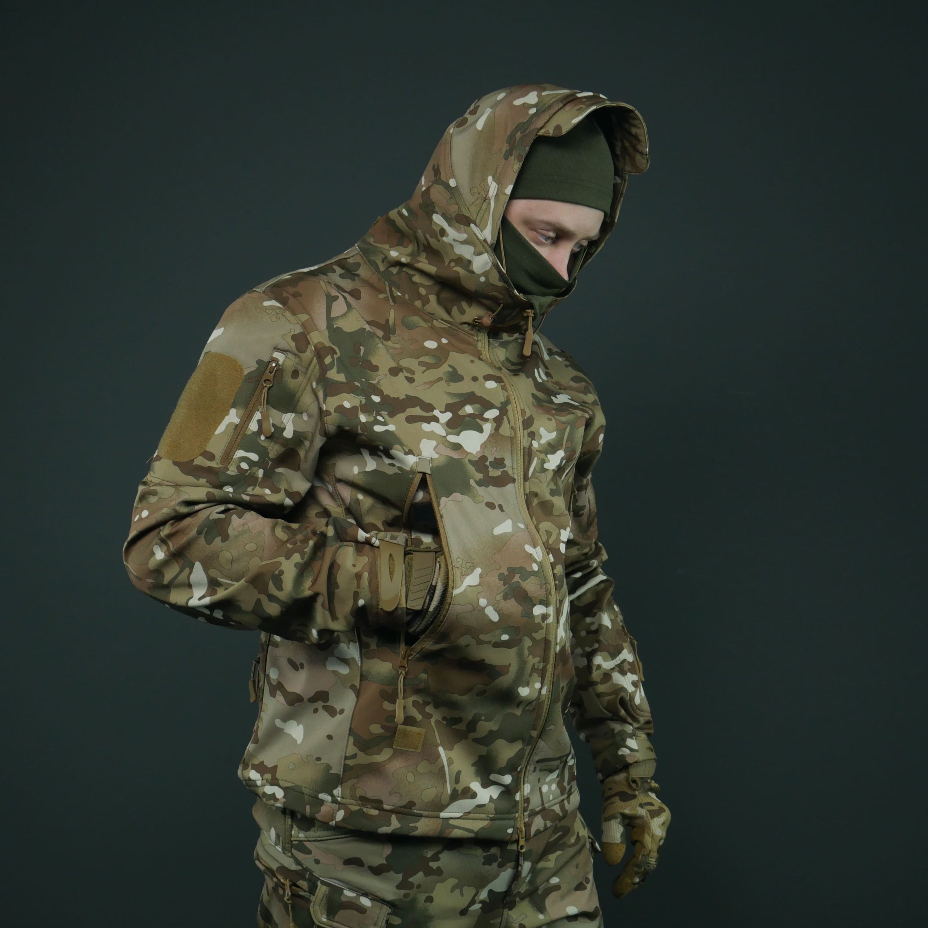 Тактичний демісезонний костюм Softshell Мультикам