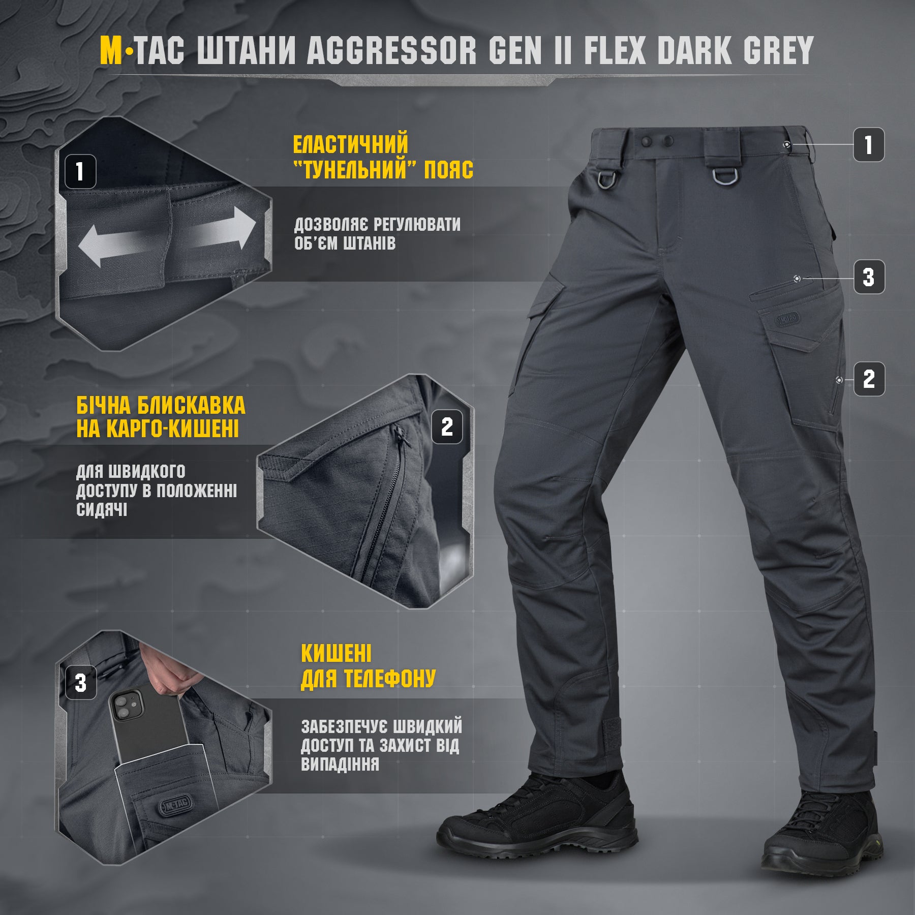 M-Tac штани Aggressor Gen II Flex Dark Grey
