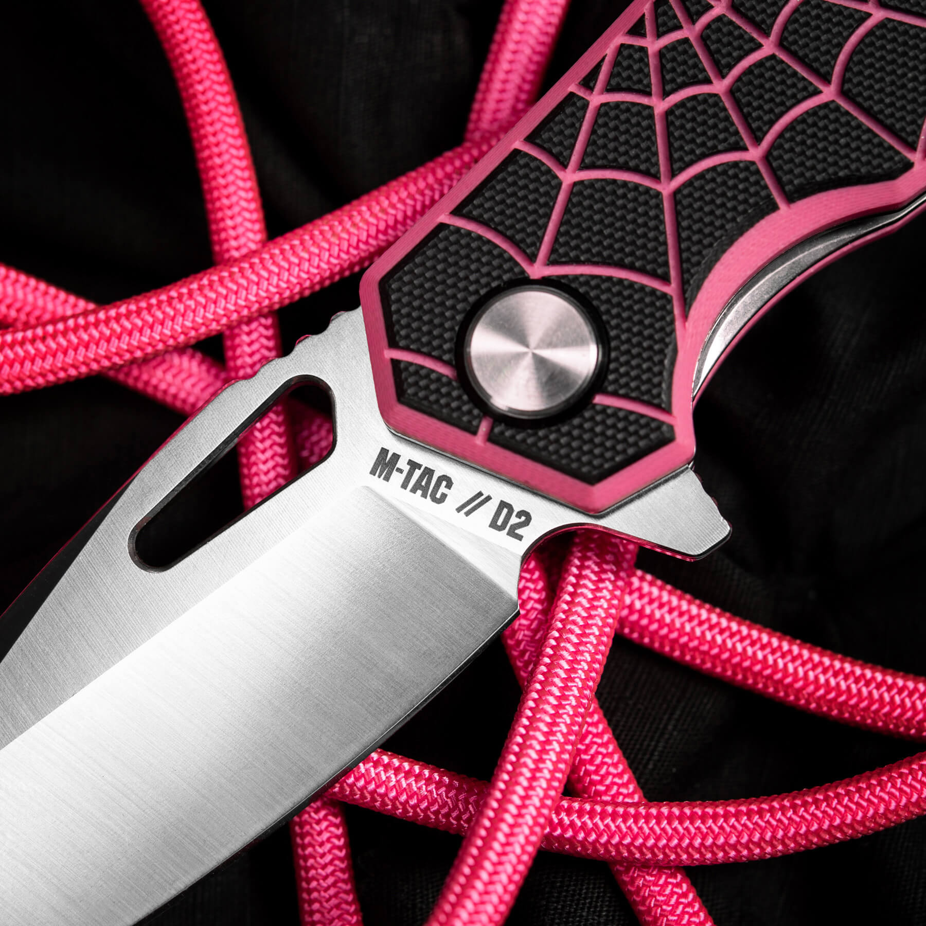 M-Tac ніж складний Type 12 Spider Web Black/Pink/Steel