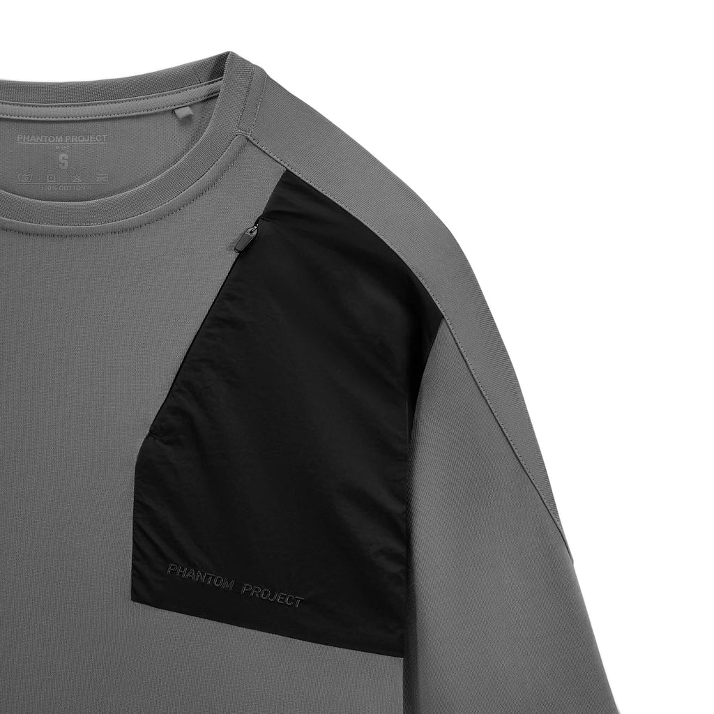 Phantom Project/M-Tac футболка Long Zipper combo Cotton Nylon Light Grey