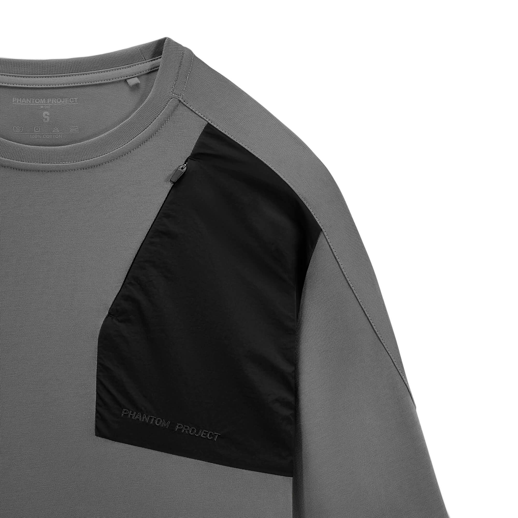 Phantom Project/M-Tac футболка Long Zipper combo Cotton Nylon Light Grey