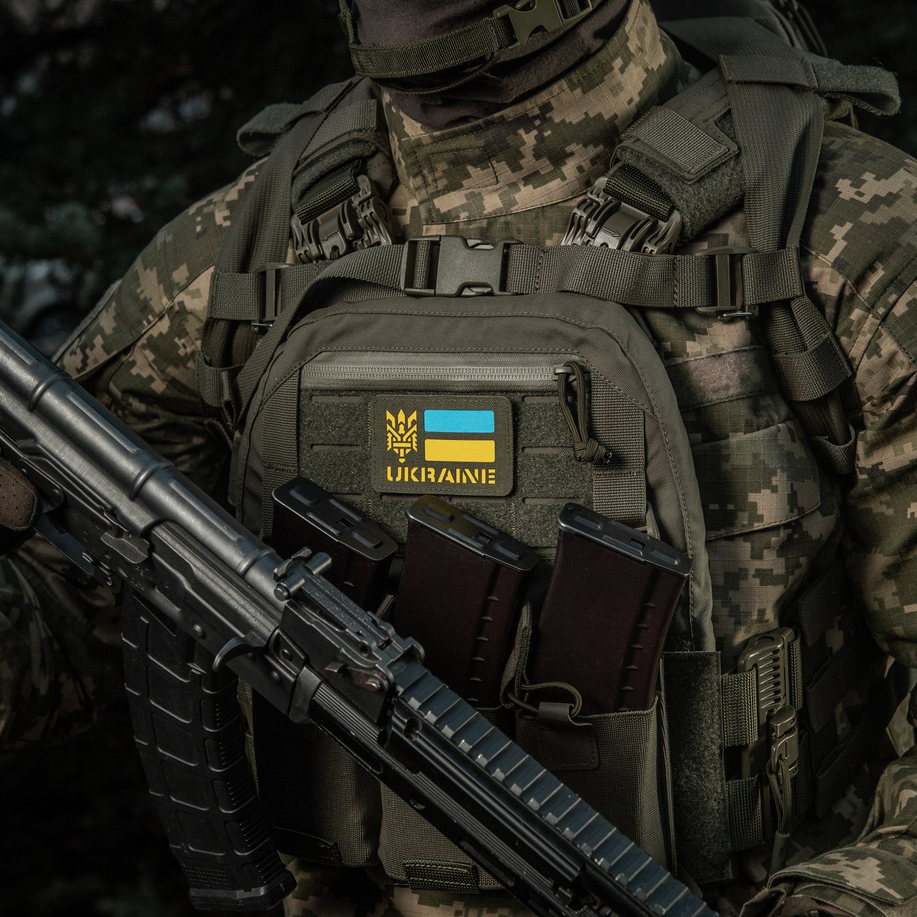 M-Tac нашивка Ukraine (с Тризубом) Laser Cut Ranger Green/Yellow/Blue/GID