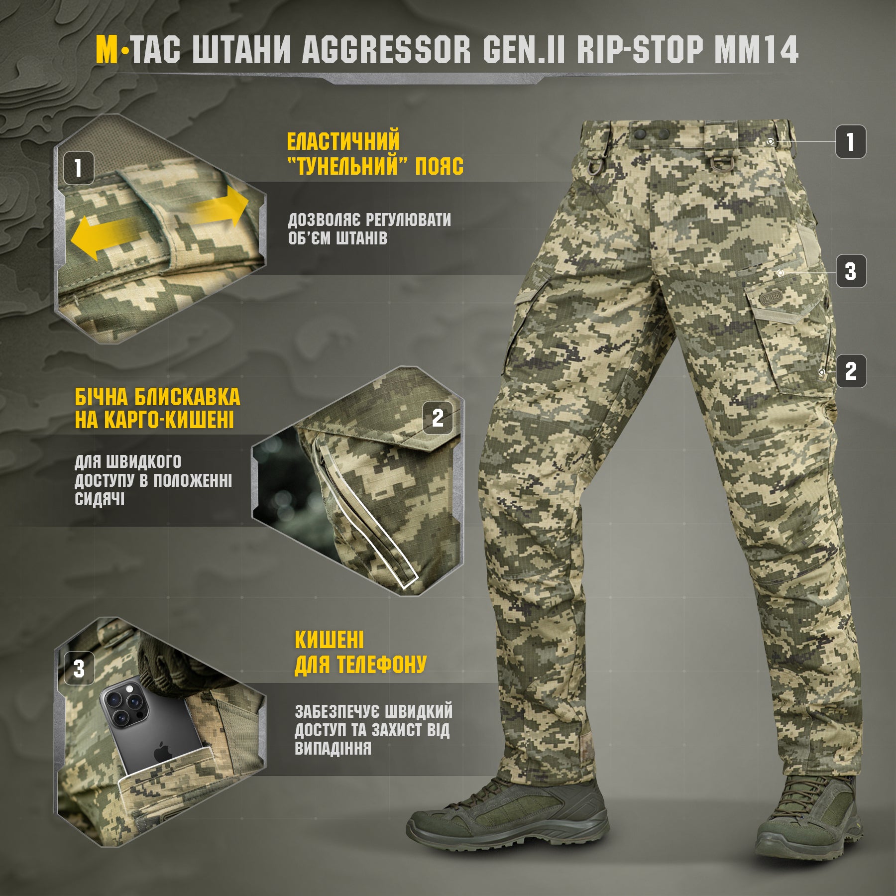 M-Tac штани Aggressor Gen.II ріп-стоп MM14